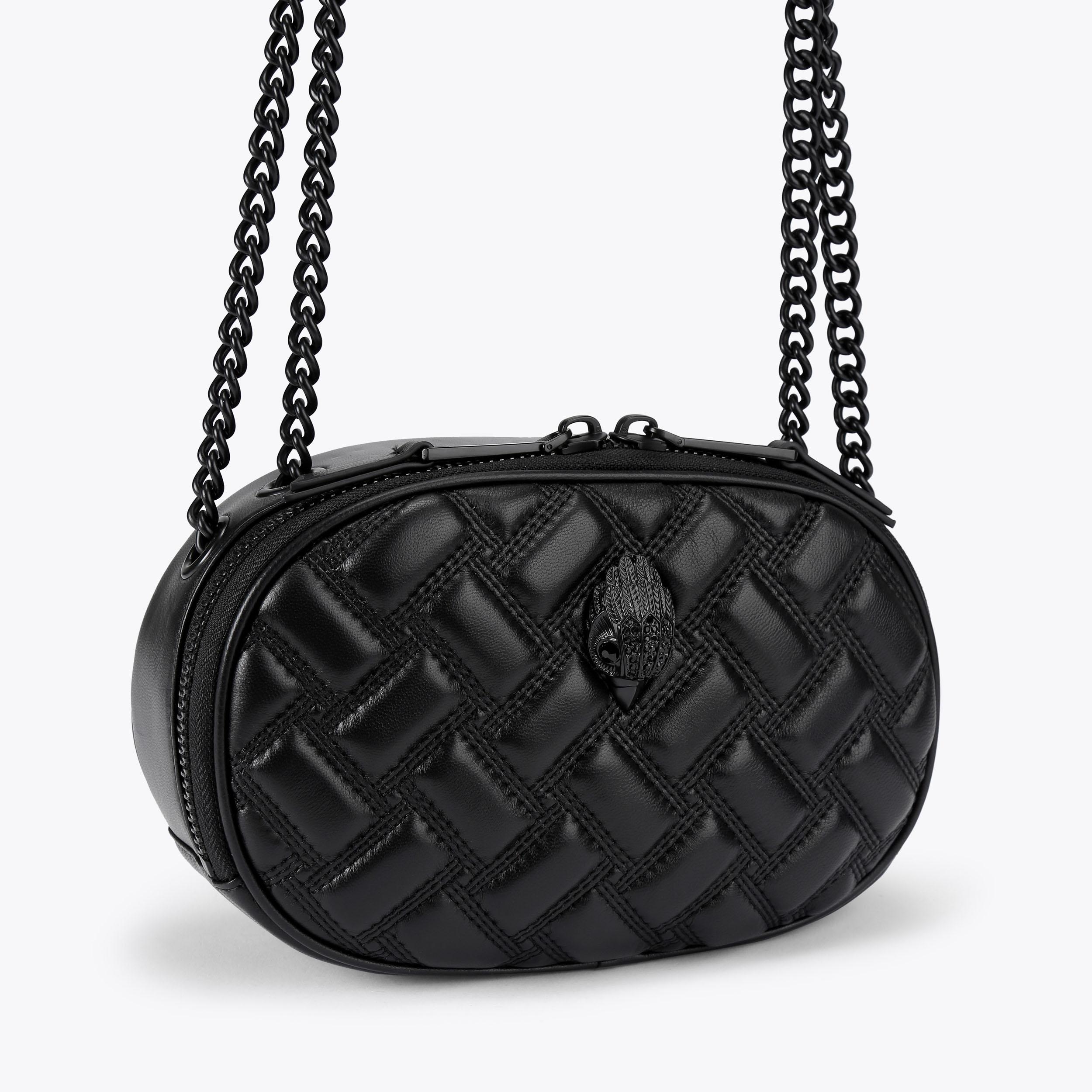 KENSINGTON OVAL CAMERA DR Black Leather Cross Body Camera Bag by 