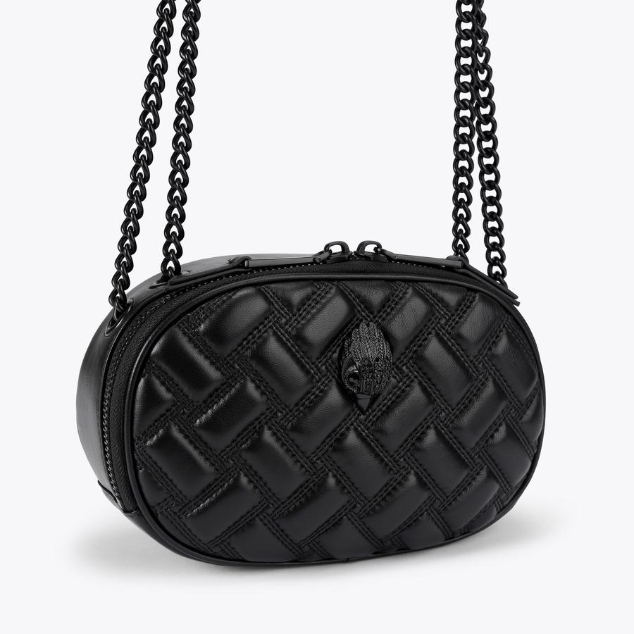 KENSINGTON OVAL CAMERA DR Black Leather Cross Body Camera Bag by