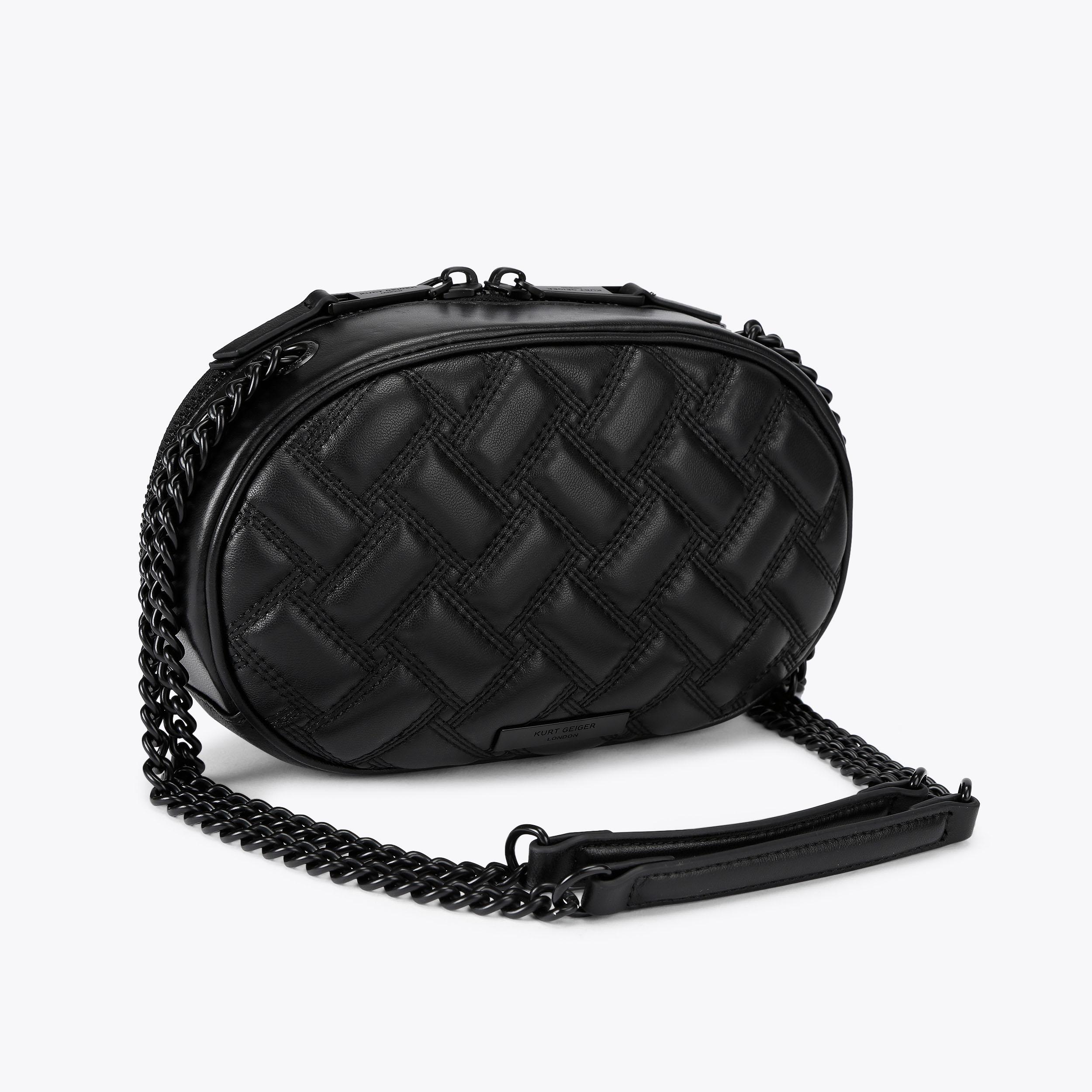 KENSINGTON OVAL CAMERA DR Black Leather Cross Body Camera Bag by 
