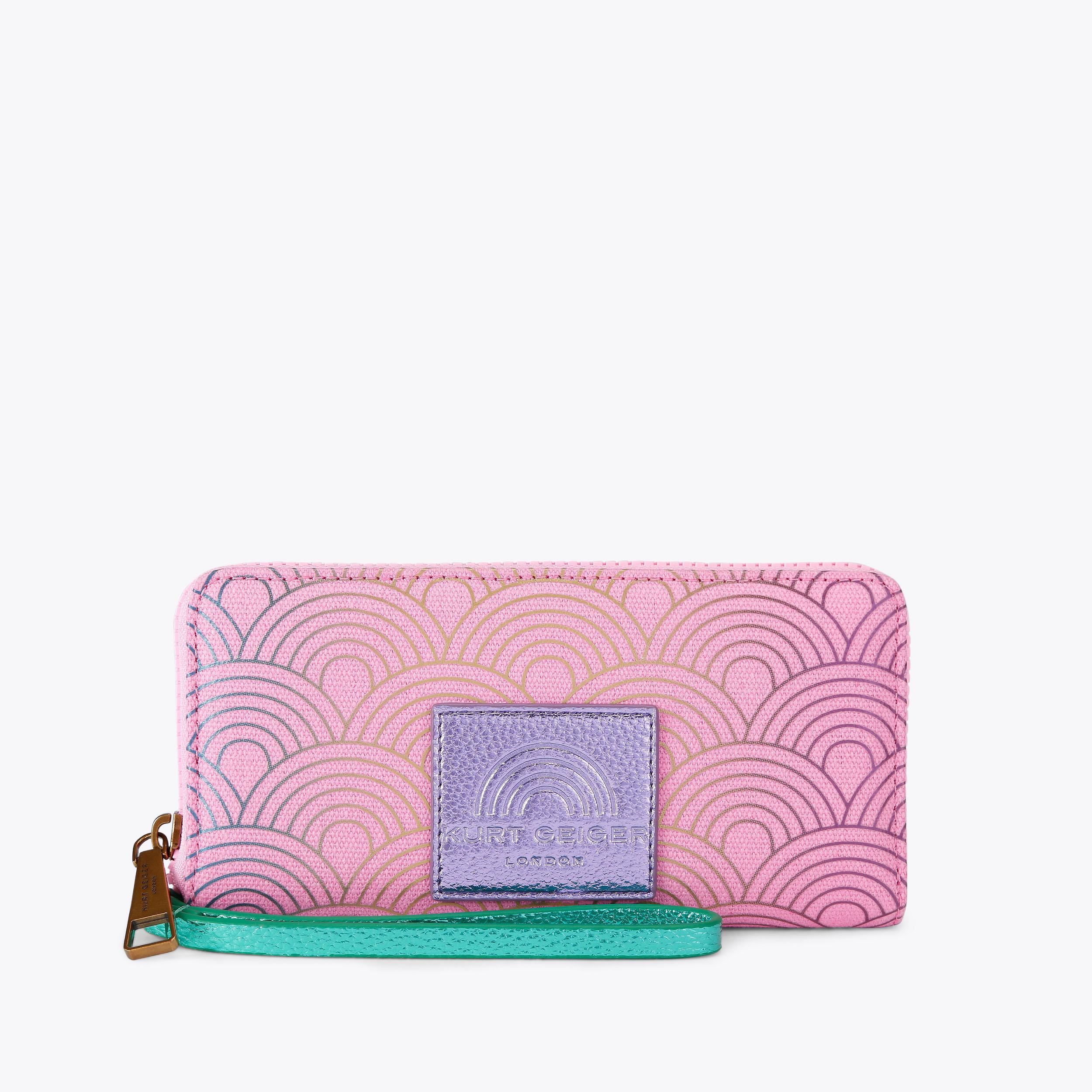 SOUTHBANK ZIP AROUND W Pink Canvas Rainbow Wristlet Wallet by Kurt
