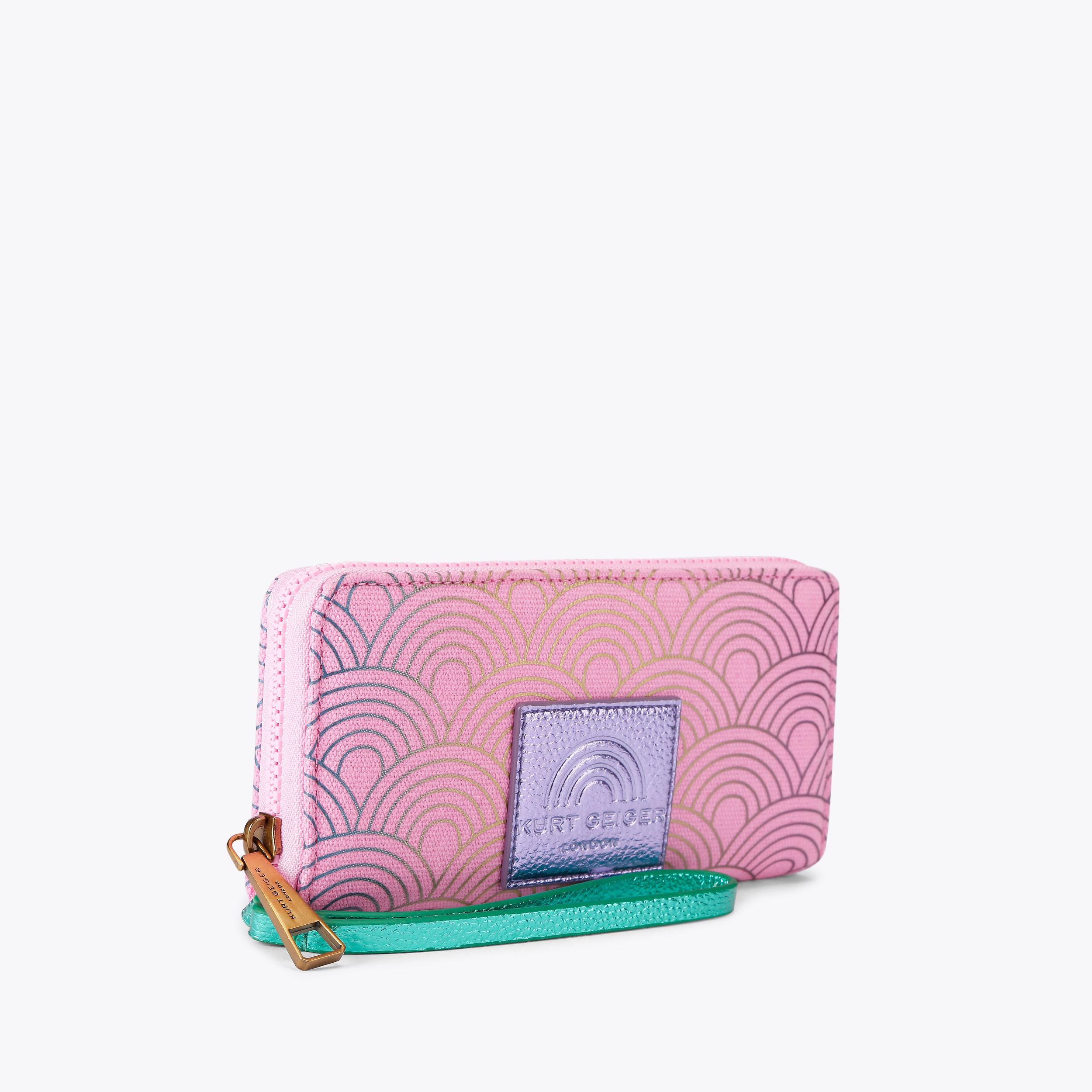 SOUTHBANK ZIP AROUND W Pink Canvas Rainbow Wristlet Wallet by Kurt