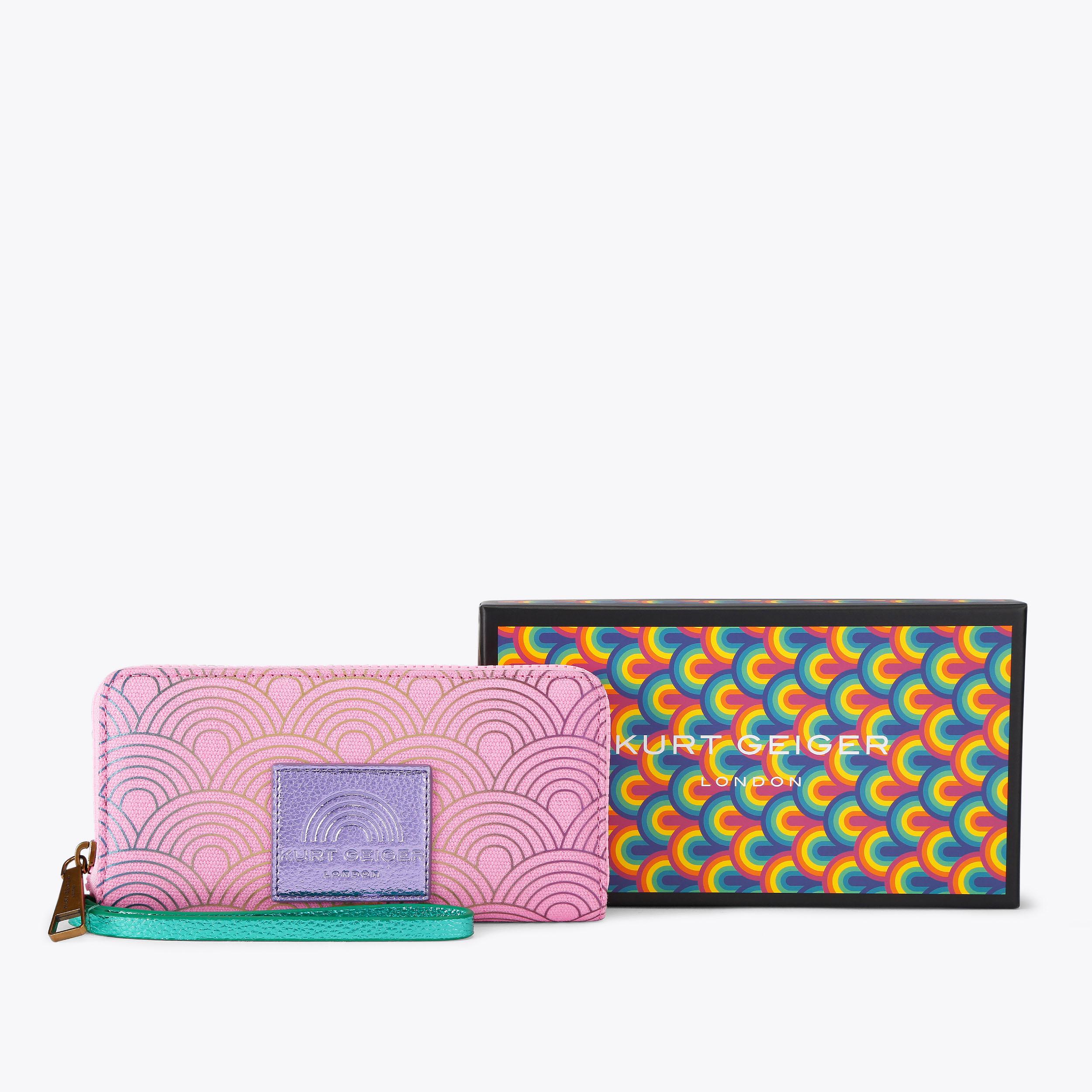 SOUTHBANK ZIP AROUND W Pink Canvas Rainbow Wristlet Wallet by Kurt