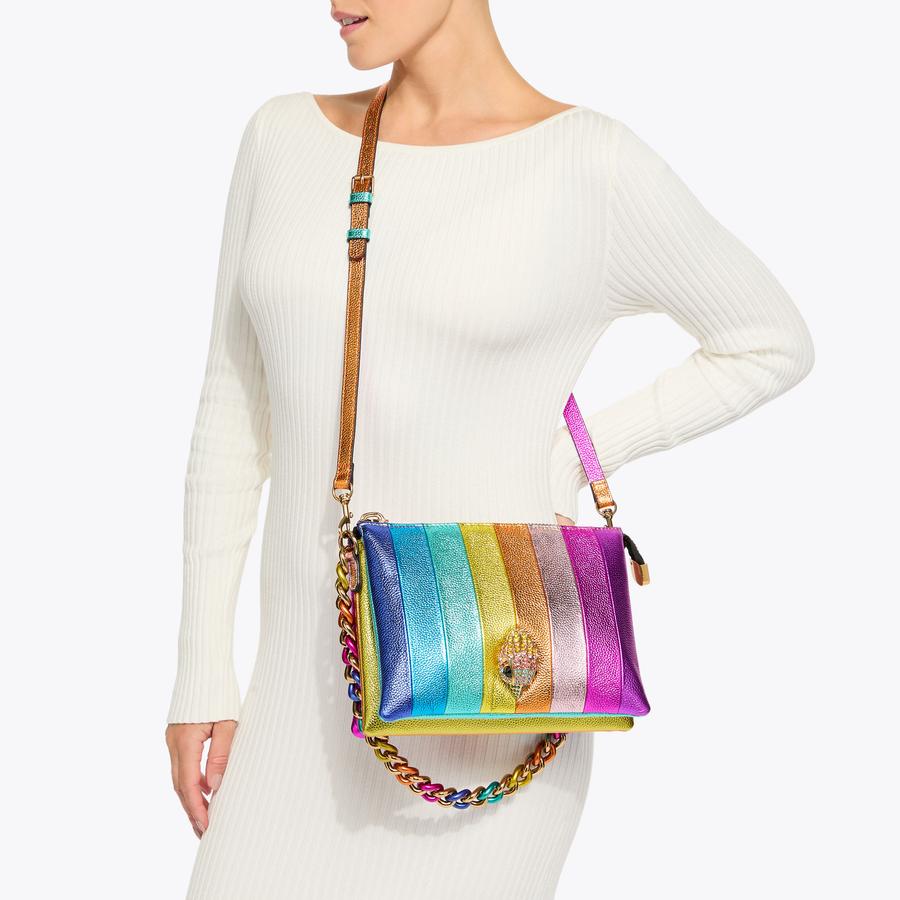 KENSINGTON 3 POUCH Q Pebble Grain Stripe Pouch Bag by KURT GEIGER
