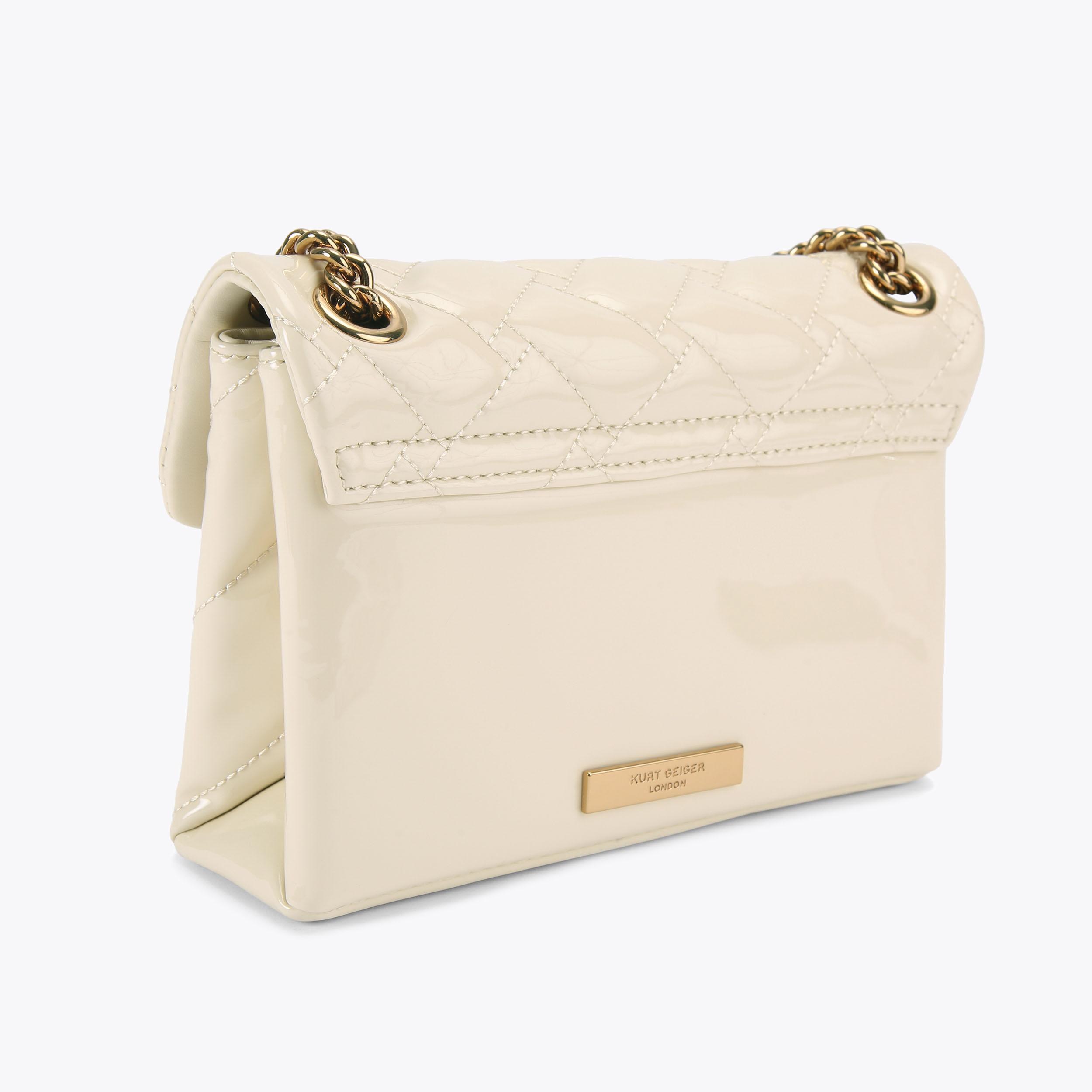 LEATHER MINI KENSINGTON Patent Cream Leather Kensington Bag by