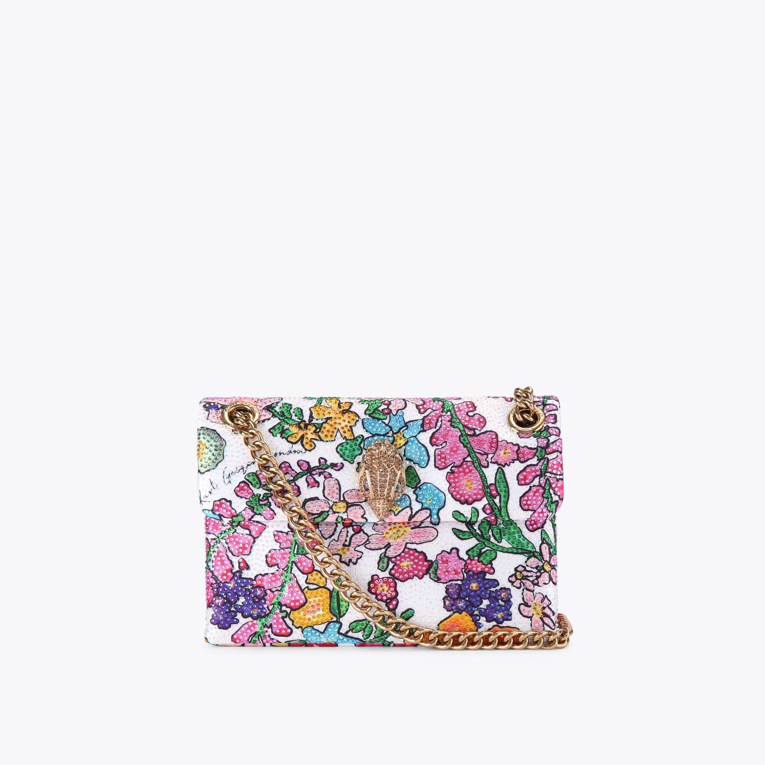 コンパクトシンクかれん FABRIC MINI KENSINGTON White Floral Cross Body Bag by Kurt Geiger