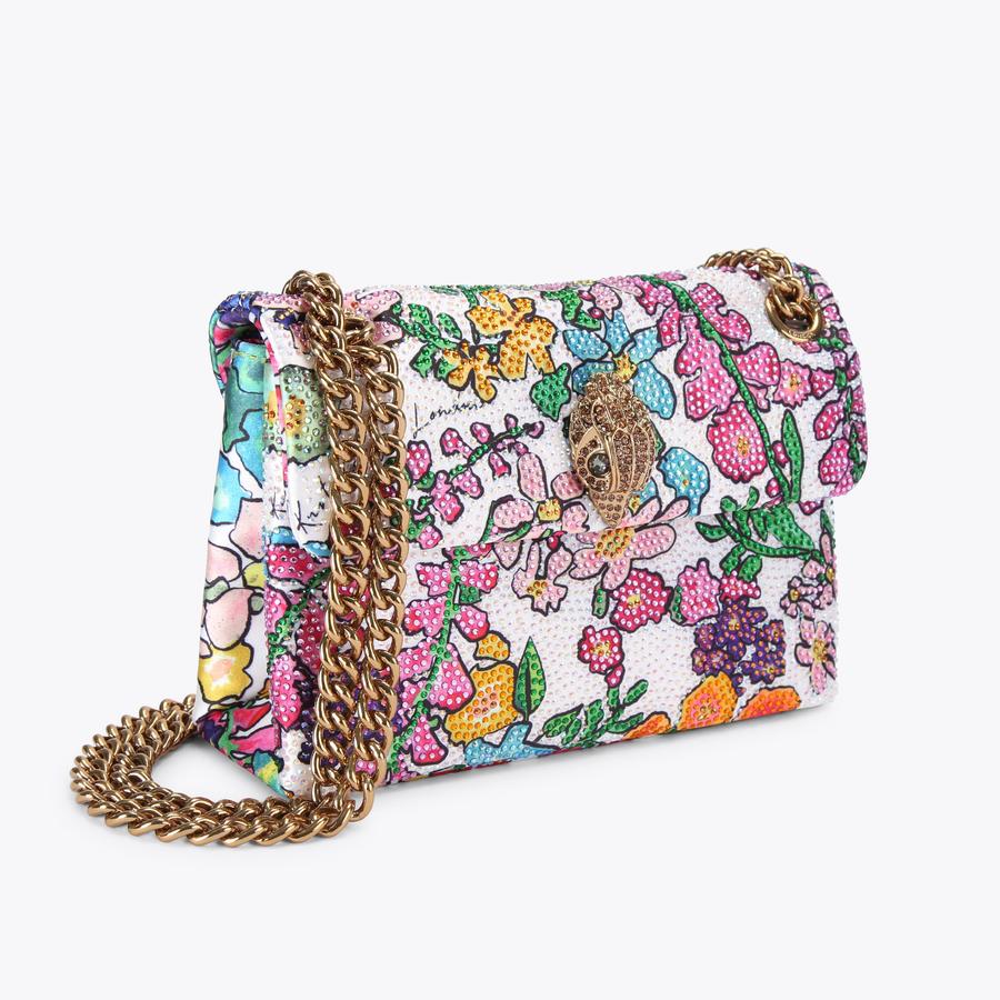 FABRIC MINI KENSINGTON White Floral Cross Body Bag by Kurt Geiger
