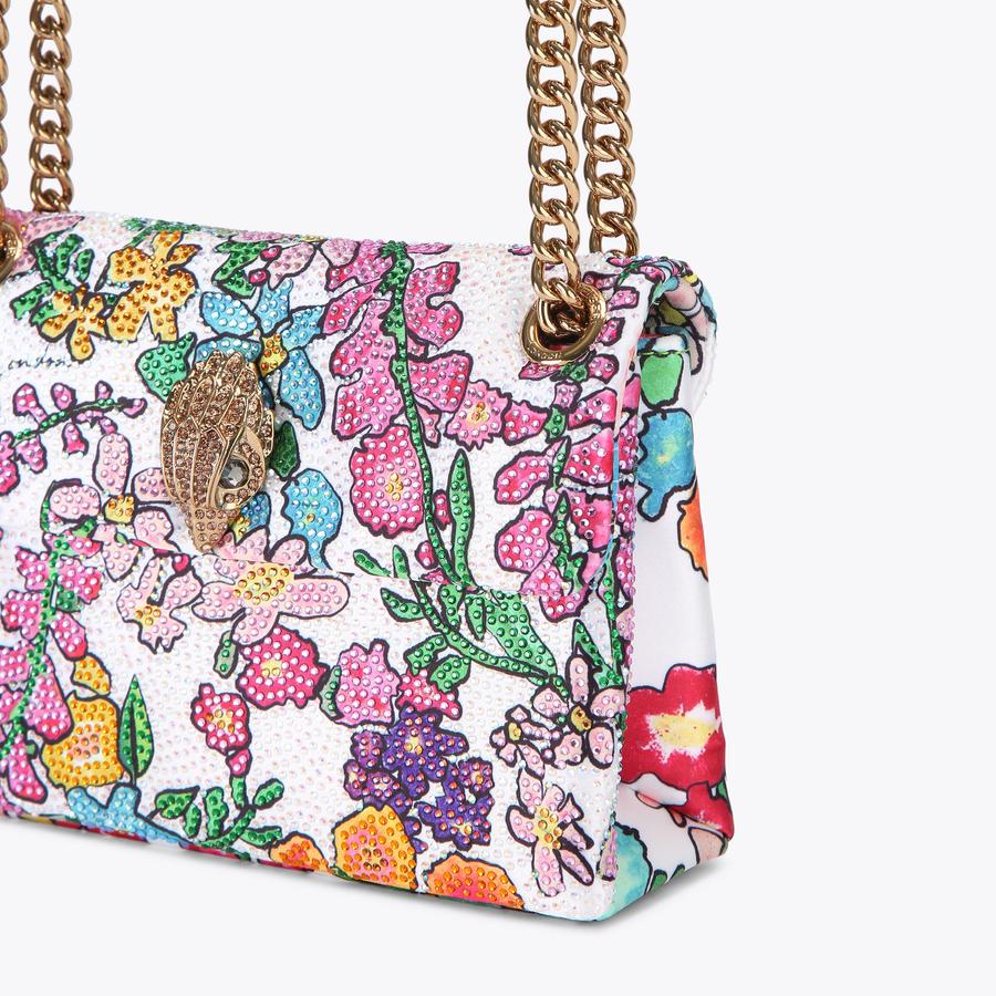 FABRIC MINI KENSINGTON White Floral Cross Body Bag by Kurt Geiger