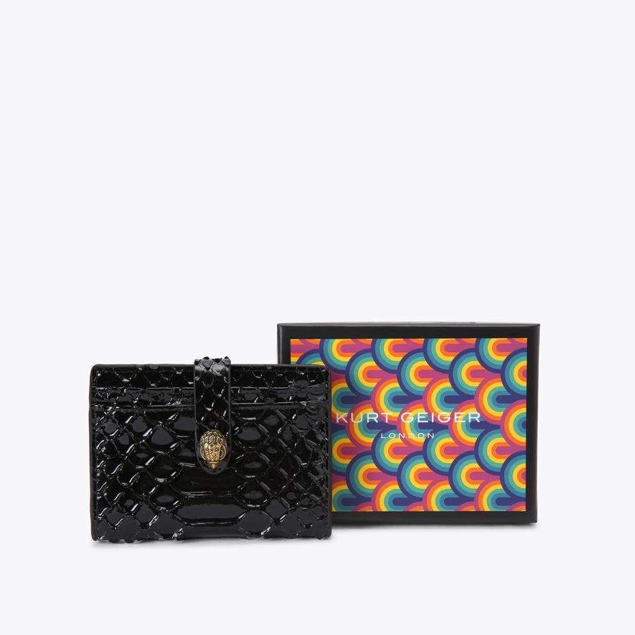 MULTI CARD KENSINGTON Black Leather Snake embossed Purse by KURT