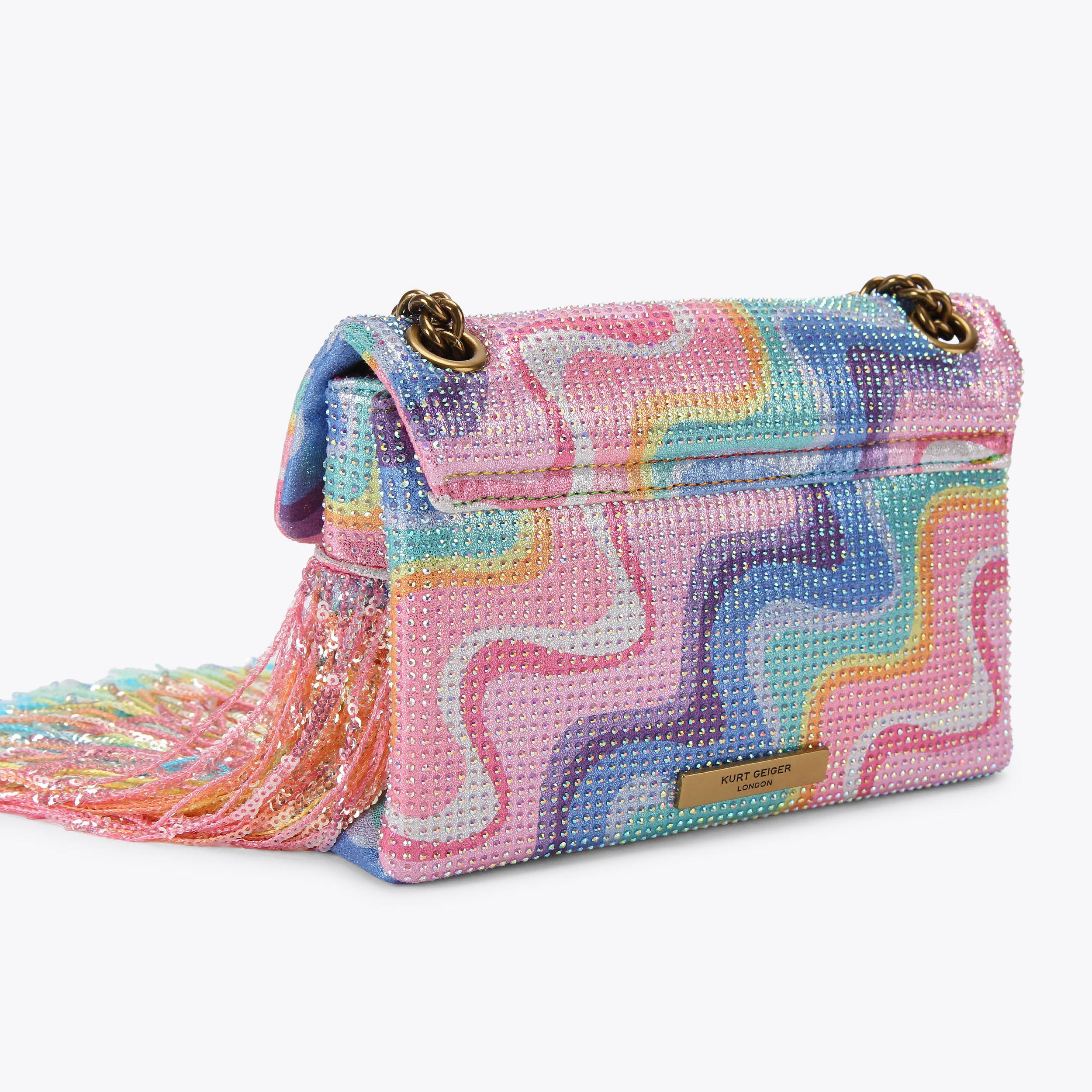 LEATHER MINI KENSINGTON L Rainbow Stripe Crystal Mini Bag by  display picture 1