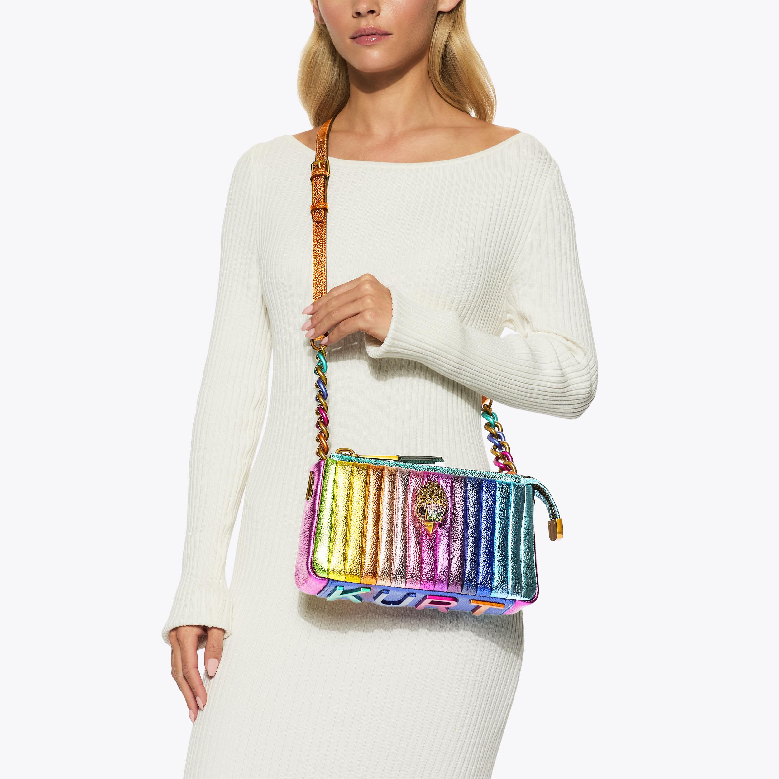 KENSINGTON XBODY KURT Q Rainbow Grained Stripe Cross Body Bag by