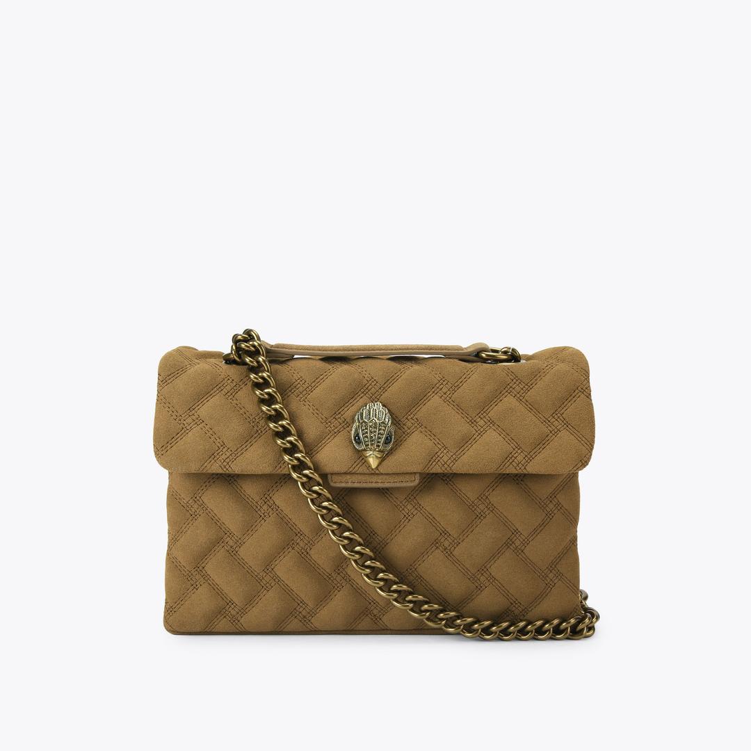 LEATHER KENSINGTON BAG Tan Suede Shoulder Bag by Kurt Geiger London — Kurt Geiger London