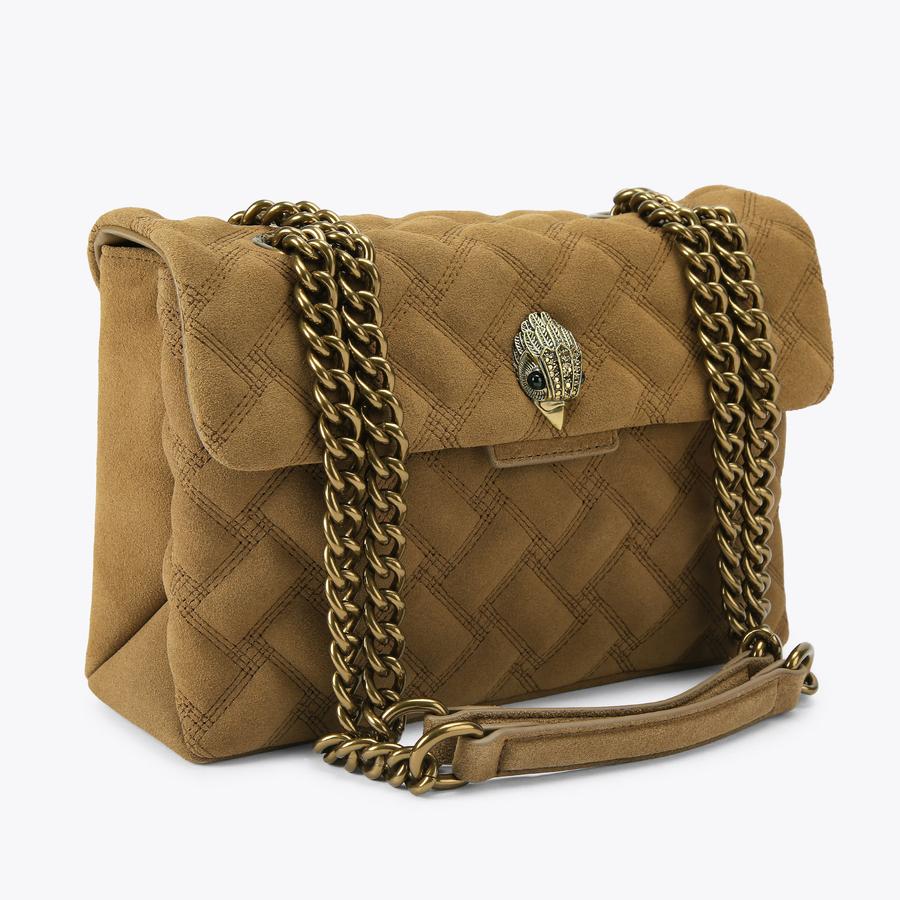 LEATHER KENSINGTON BAG Tan Suede Shoulder Bag by Kurt Geiger London