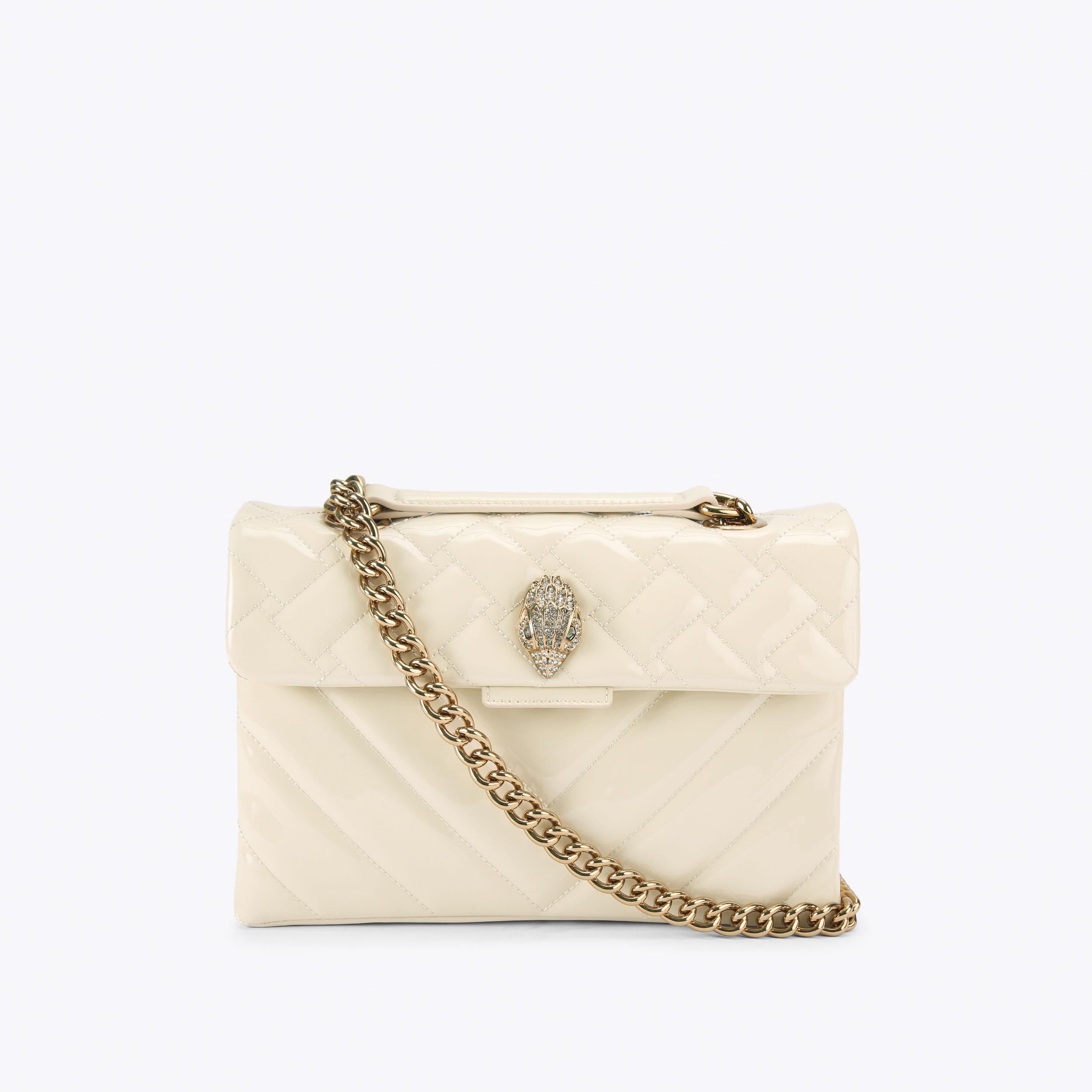 LEATHER KENSINGTON BAG Cream Patent Shoulder Bag by KURT GEIGER LONDON
