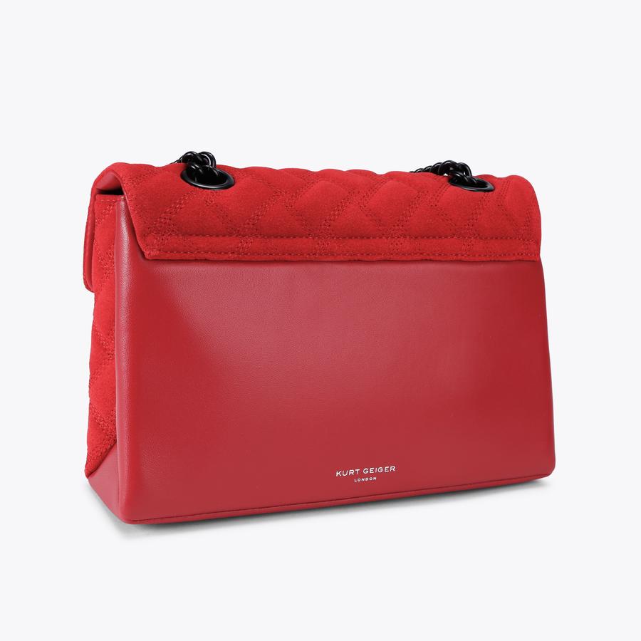 LEATHER KENSINGTON BAG Red Suede Shoulder Bag by KURT GEIGER