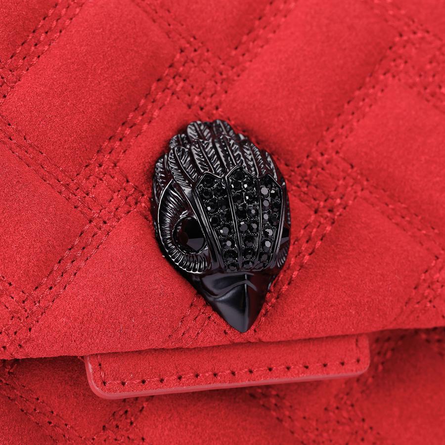 LEATHER KENSINGTON BAG Red Suede Shoulder Bag by KURT GEIGER