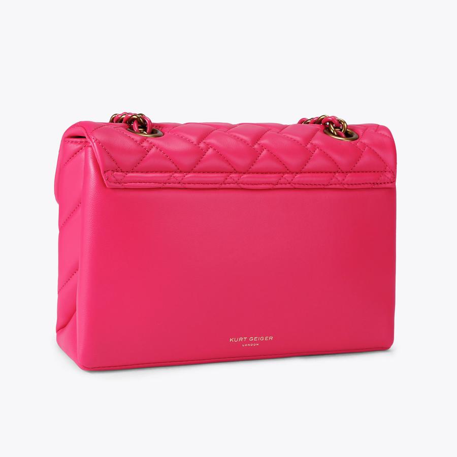 LEATHER KENSINGTON BAG Pink Leather Shoulder Bag by KURT GEIGER LONDON