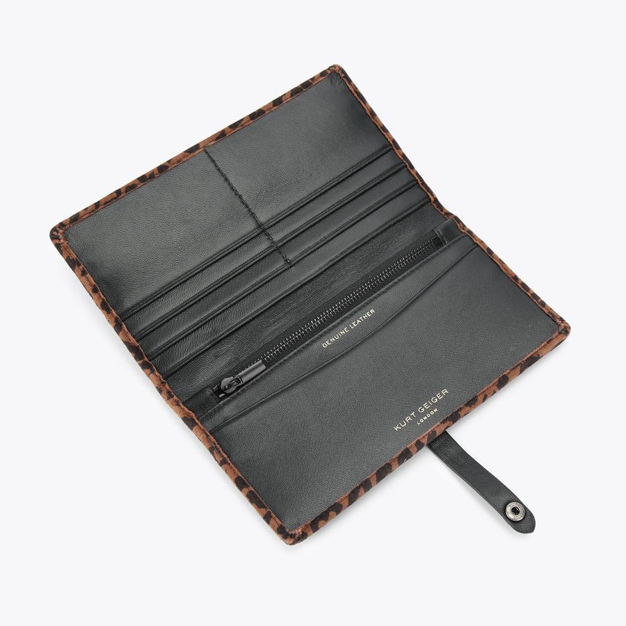 KENSINGTON SOFT WALLET Leopard Printed Suede Wallet by KURT GEIGER