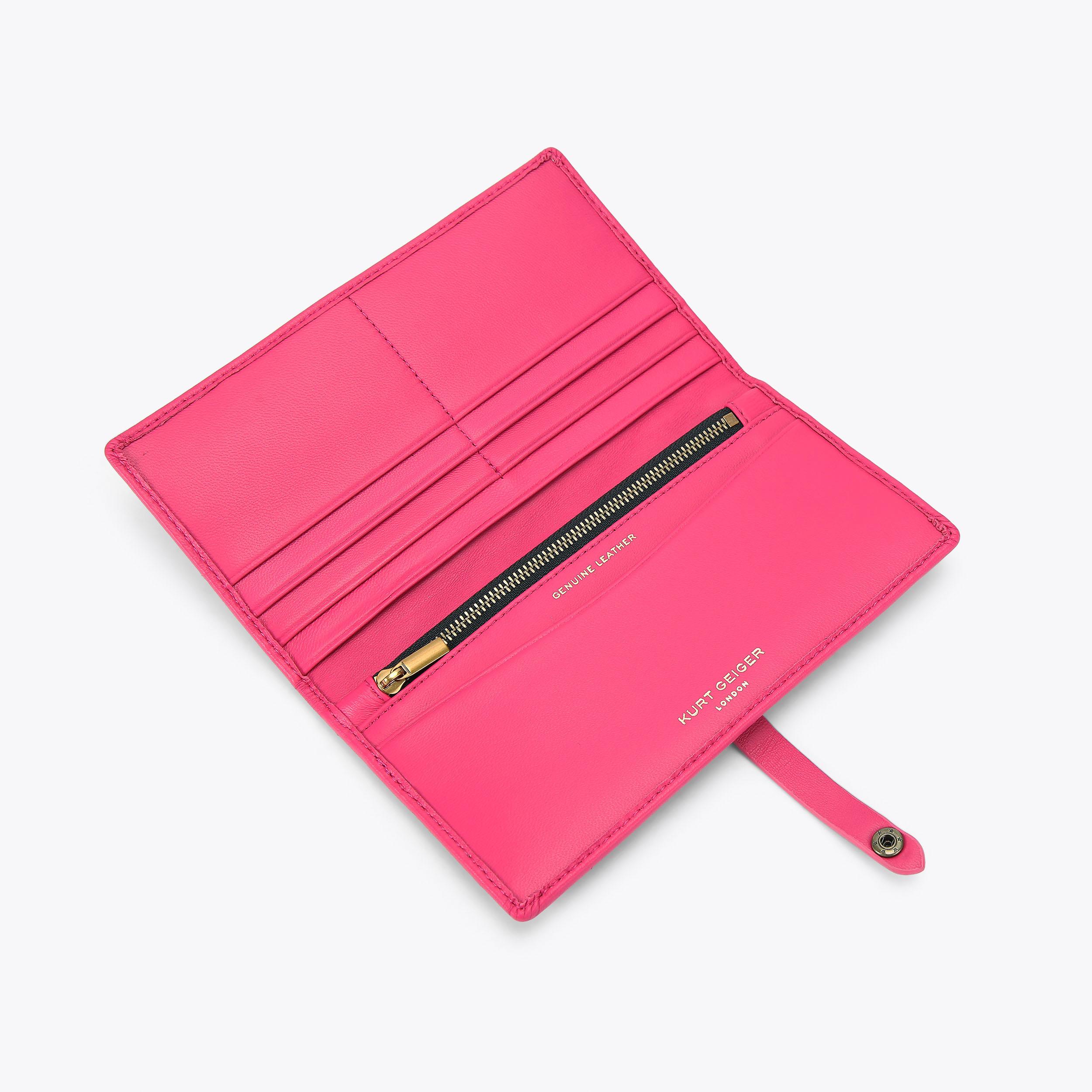 KENSINGTON SOFT WALLET Pink Leather Flap Over Wallet by KURT