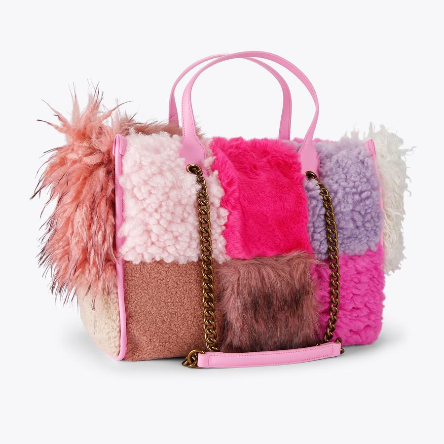 HOXTON SHOPPER Pink Faux Fur Shopper Bag by Kurt Geiger London
