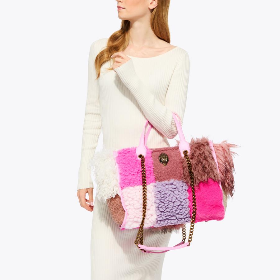 HOXTON SHOPPER Pink Faux Fur Shopper Bag by Kurt Geiger London