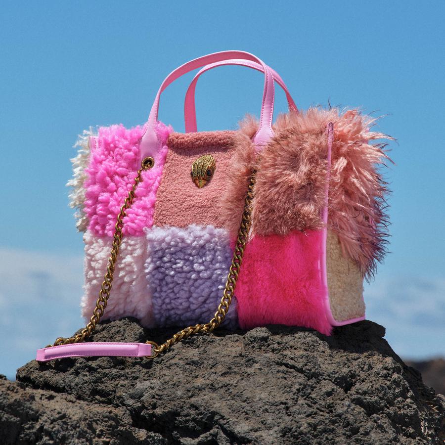 HOXTON SHOPPER Pink Faux Fur Shopper Bag by Kurt Geiger London