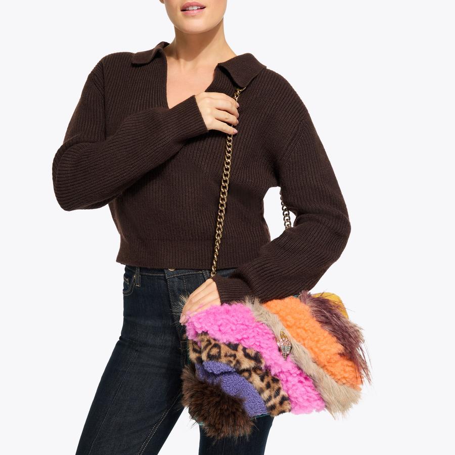 LG KENSINGTON F FUR Rainbow Faux Fur Shoulder Bag by KURT GEIGER