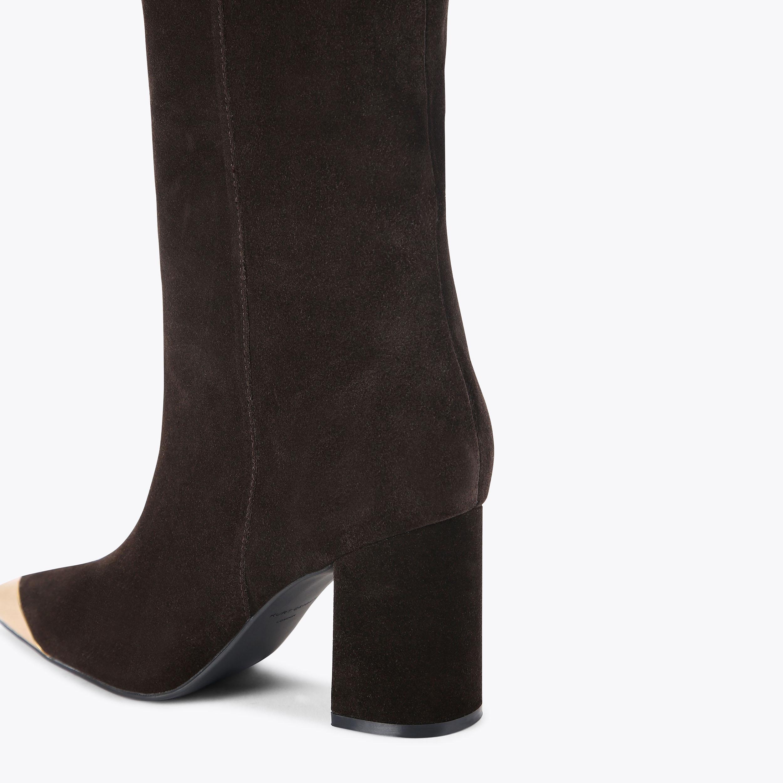 REGENT CAP KNEE BOOT Dark Brown Suede Leather Boot by KURT