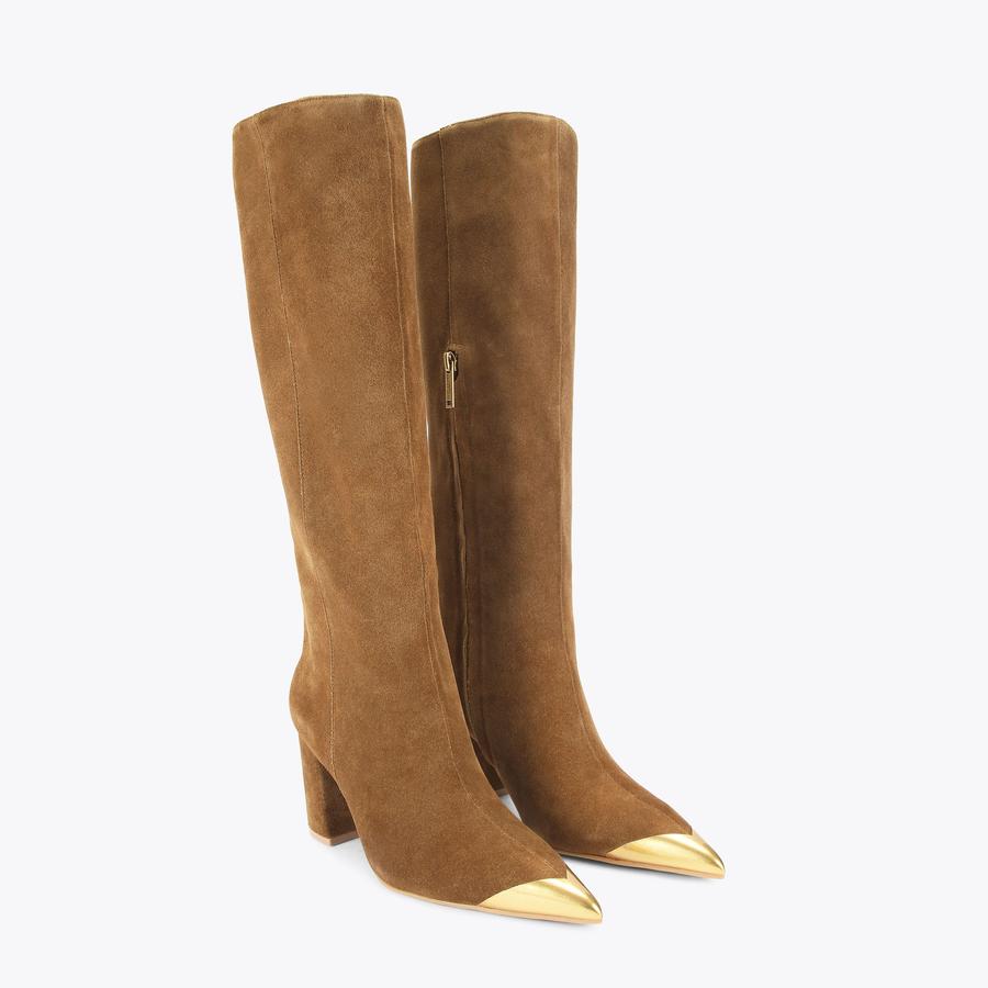 REGENT CAP KNEE BOOT Tan Suede Knee High Boot by KURT GEIGER LONDON
