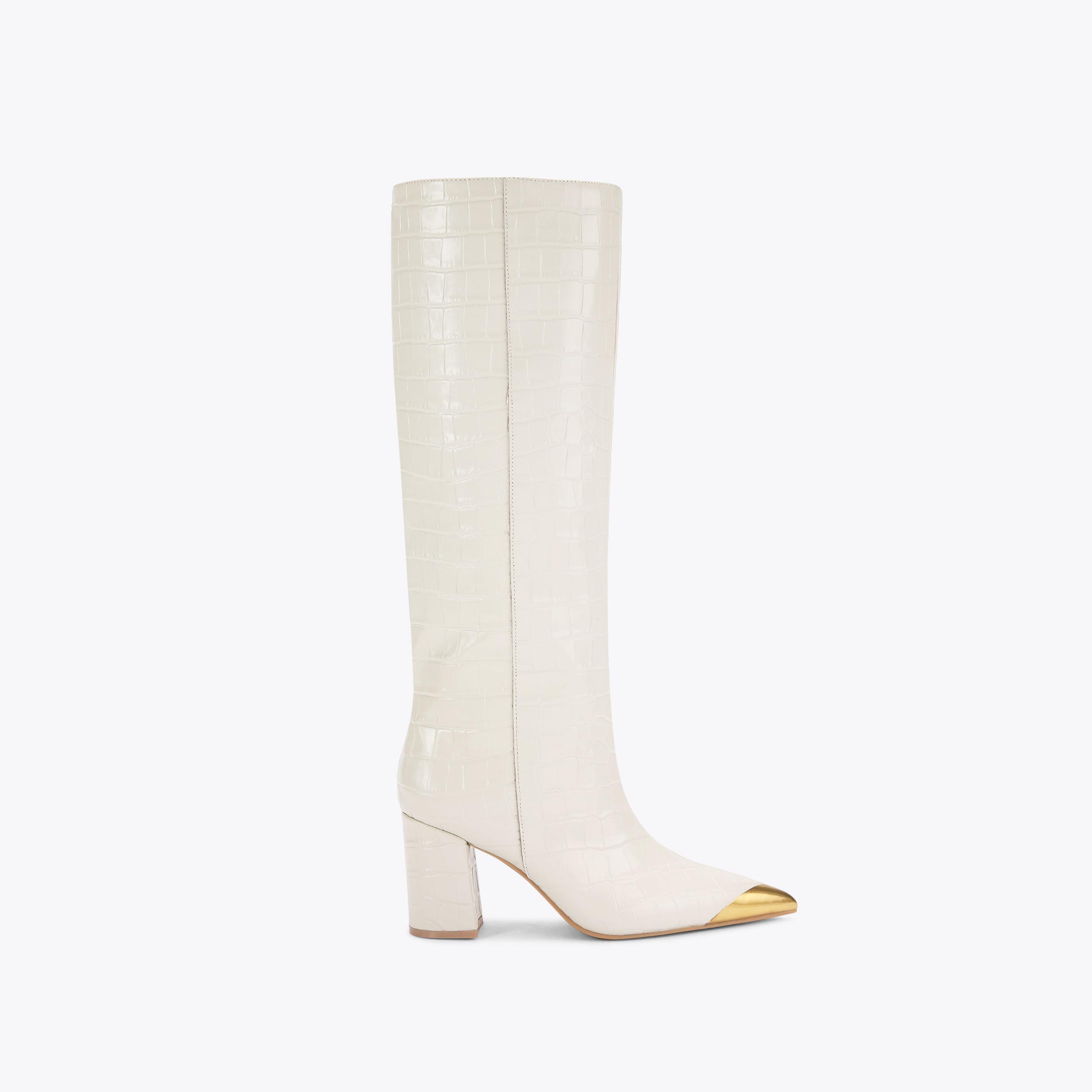 REGENT CAP KNEE BOOT Bone Croc Toe Cap Boot by KURT GEIGER