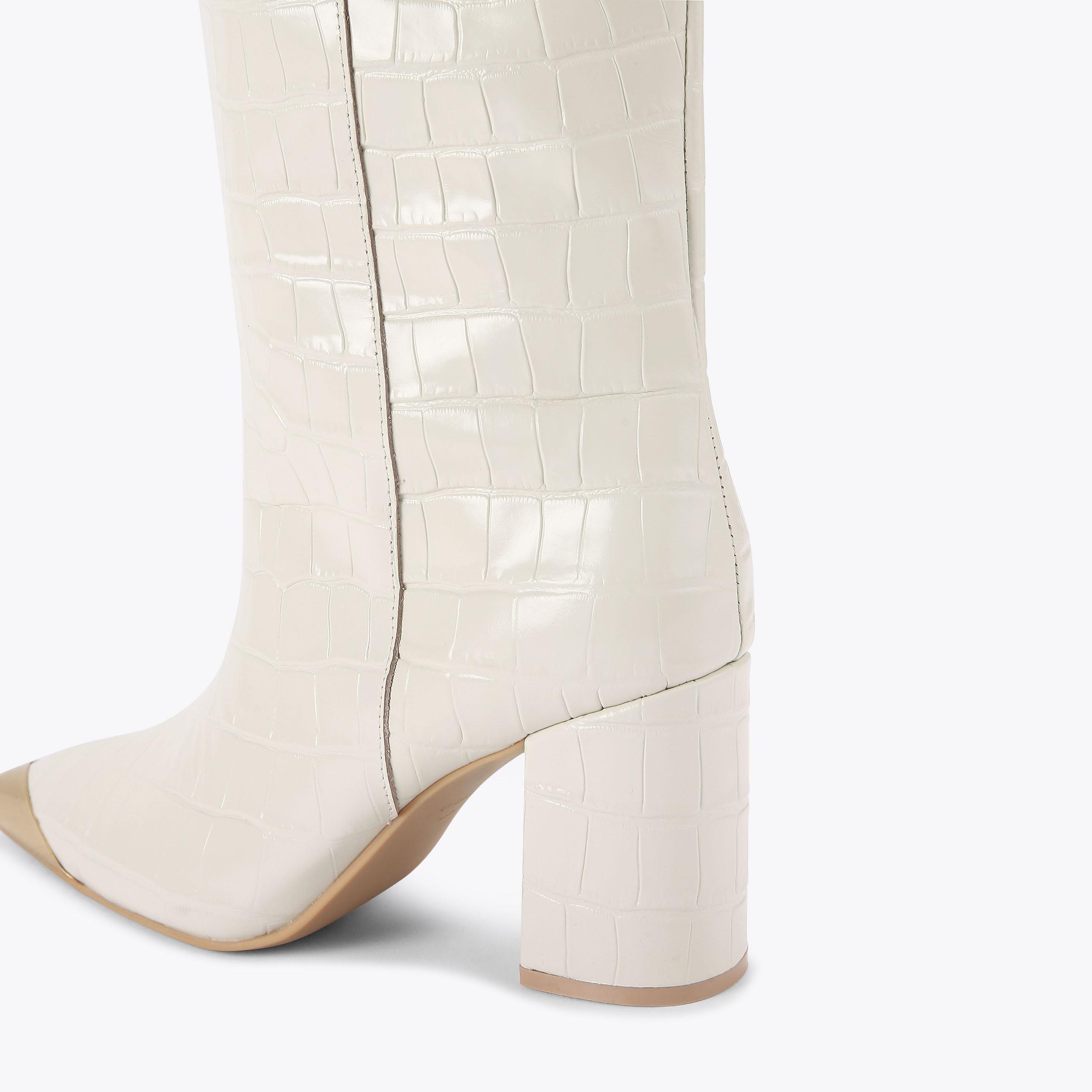 コタB1 REGENT CAP KNEE BOOT Bone Croc Toe Cap Boot by KURT GEIGER