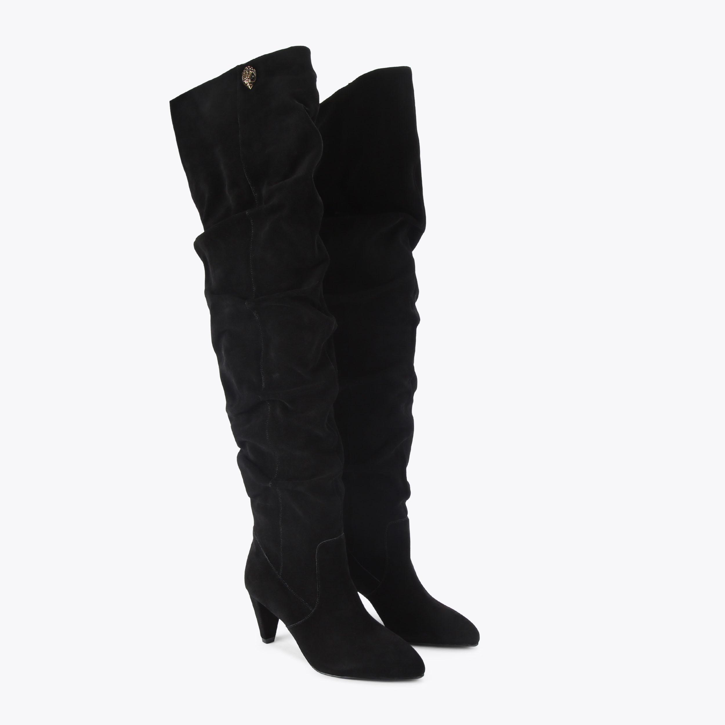 SHOREDITCH OTK SLOUCH Black Suede Knee Boot by KURT GEIGER LONDON