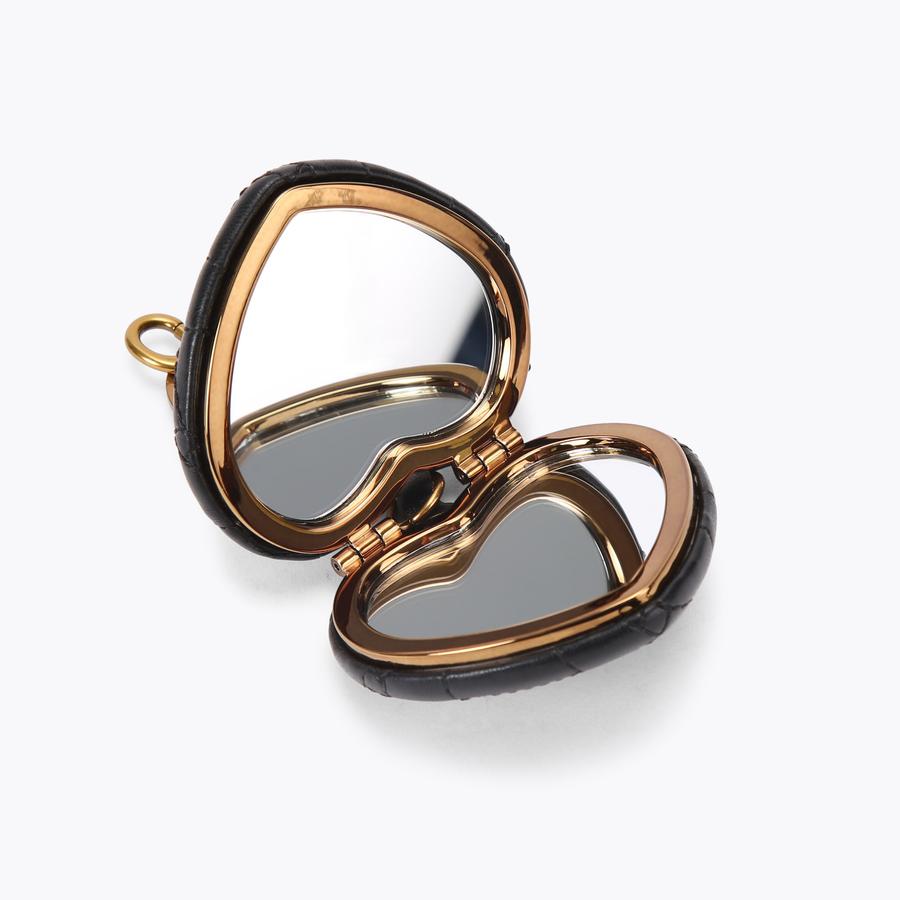 KENSINGTON HEART MIRROR Soft Black Leather Mirror by KURT GEIGER