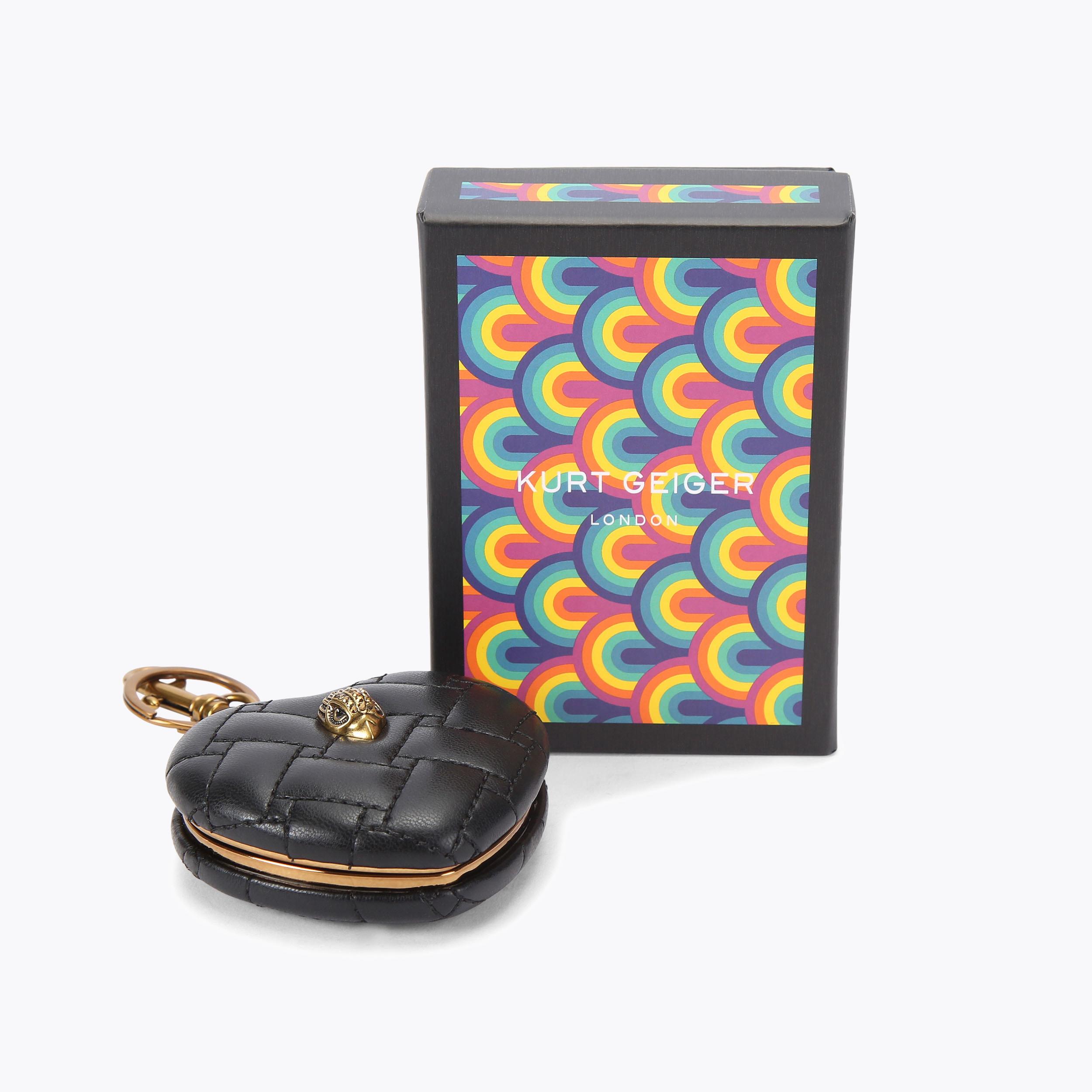 KENSINGTON HEART MIRROR Soft Black Leather Mirror by KURT GEIGER