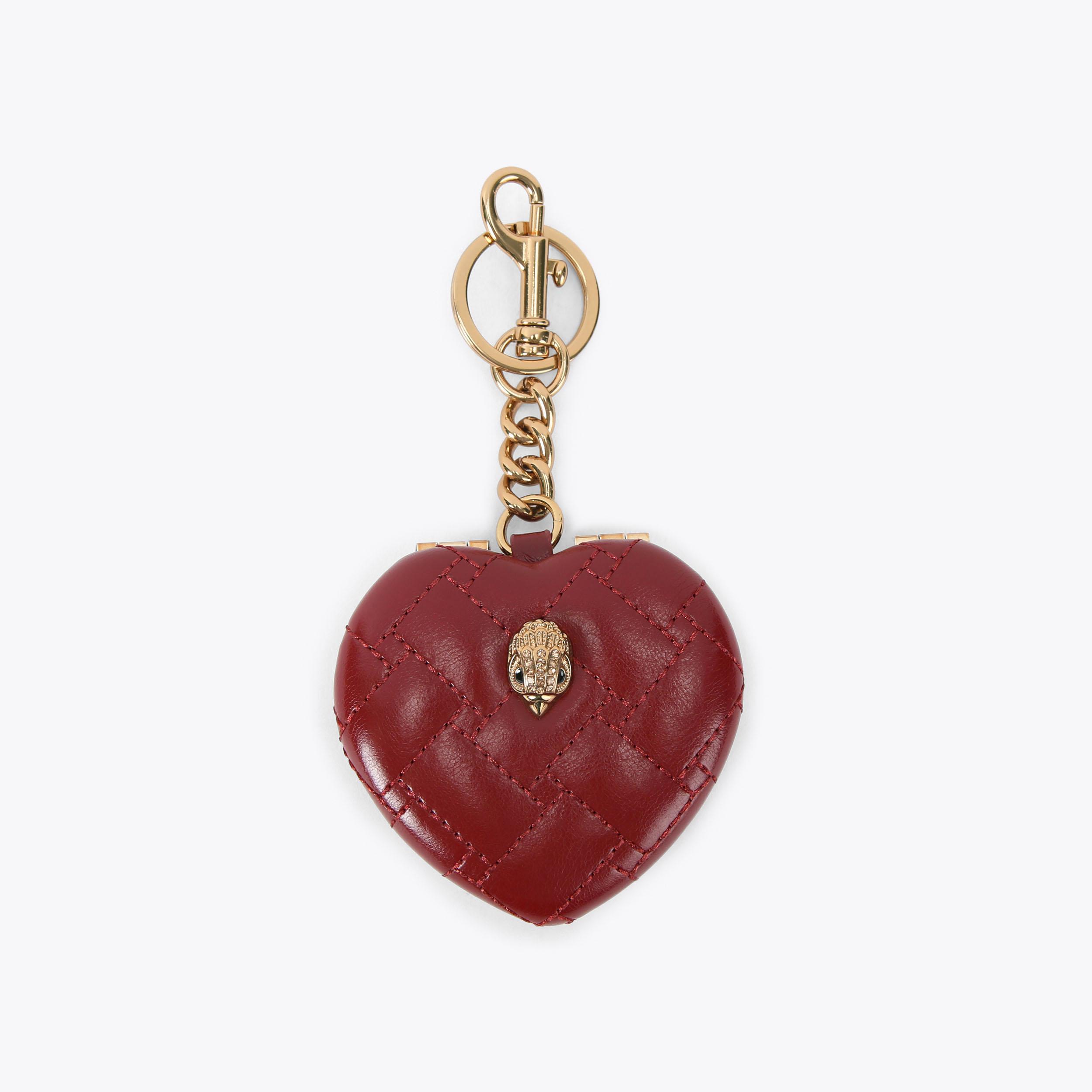 KENSINGTON HEART MIRROR Red Leather Alternative Mirror Keyring by