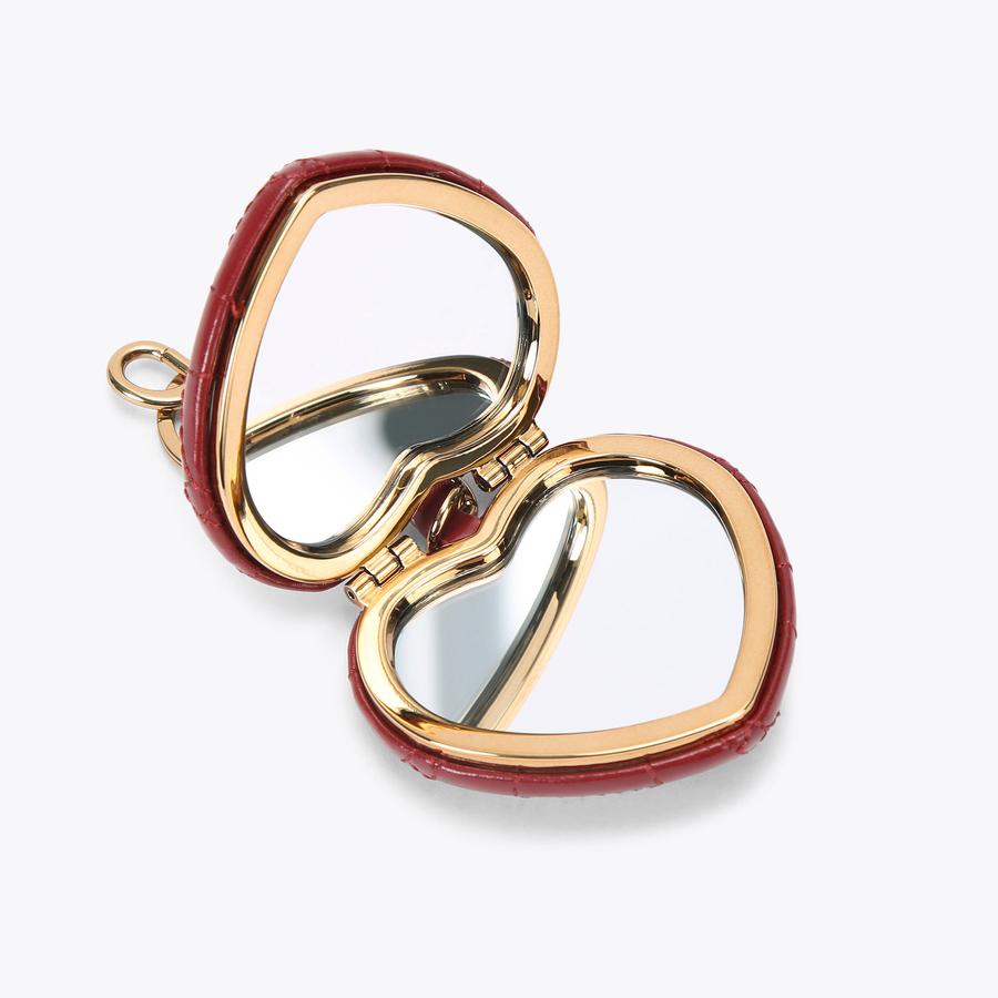 KENSINGTON HEART MIRROR Red Leather Alternative Mirror Keyring by