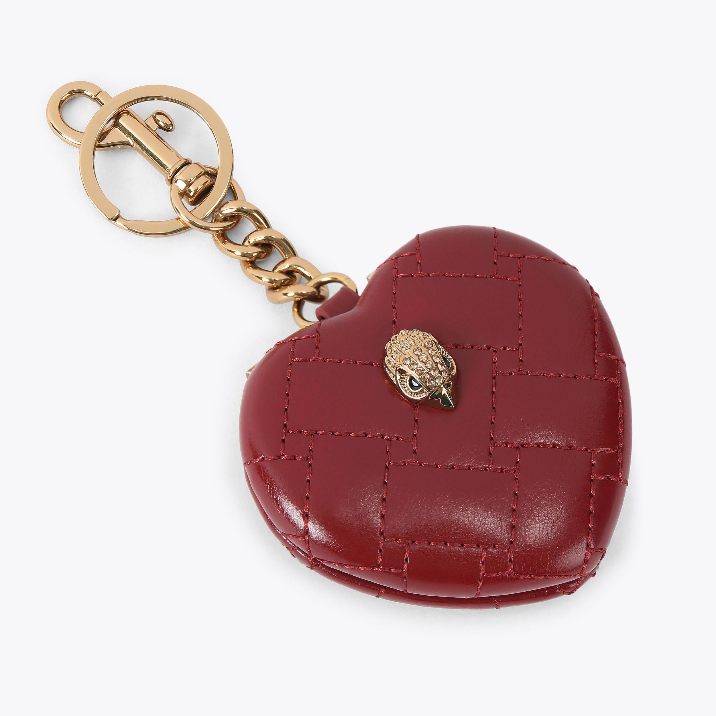 KENSINGTON HEART MIRROR Red Leather Alternative Mirror Keyring by