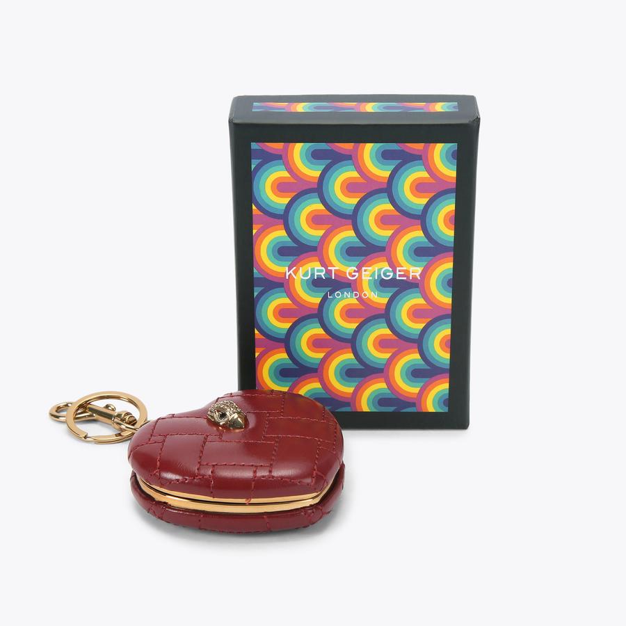 KENSINGTON HEART MIRROR Red Leather Alternative Mirror Keyring by