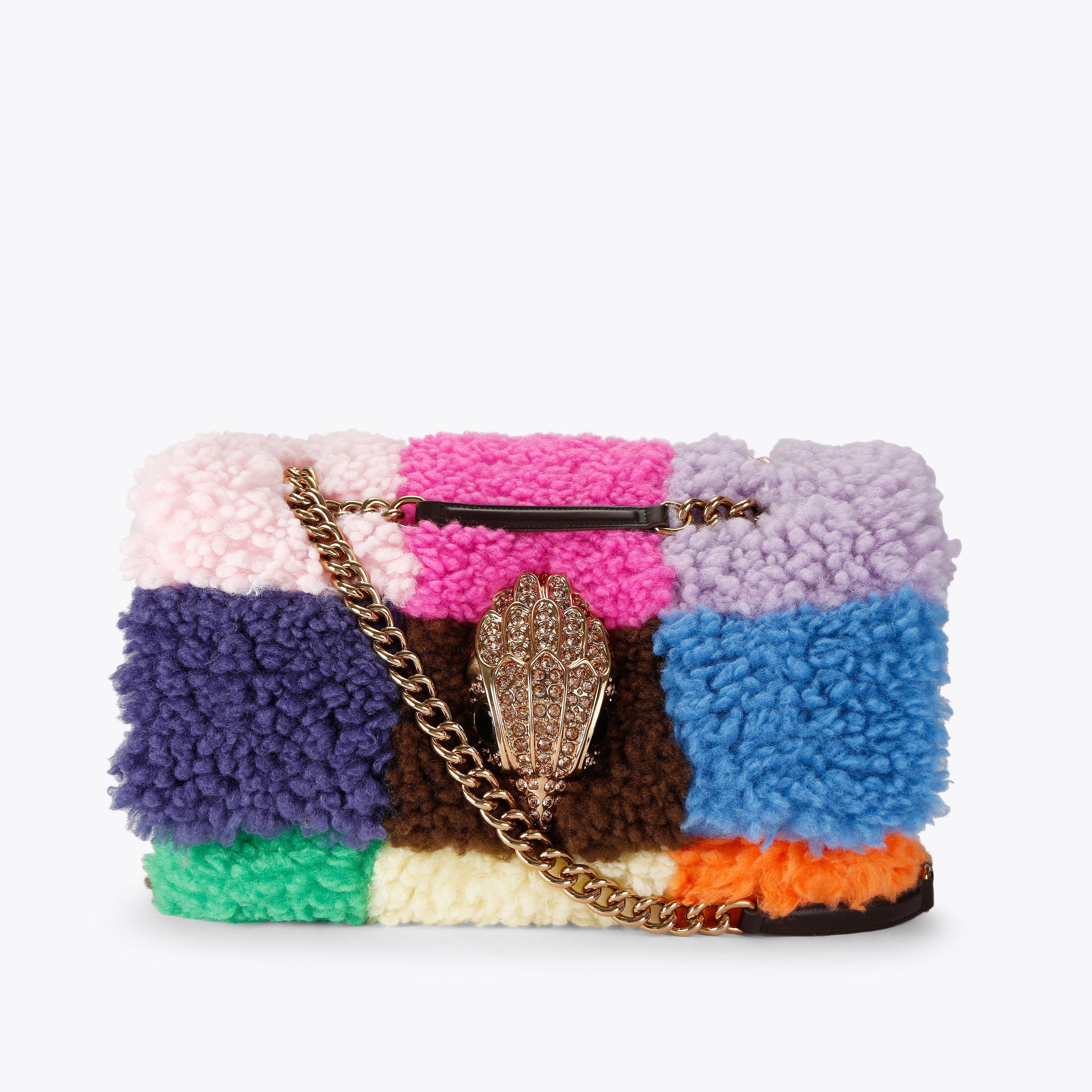 MACRO KENSINGTON F FUR Red Blue Faux Fur Shoulder Bag by Kurt
