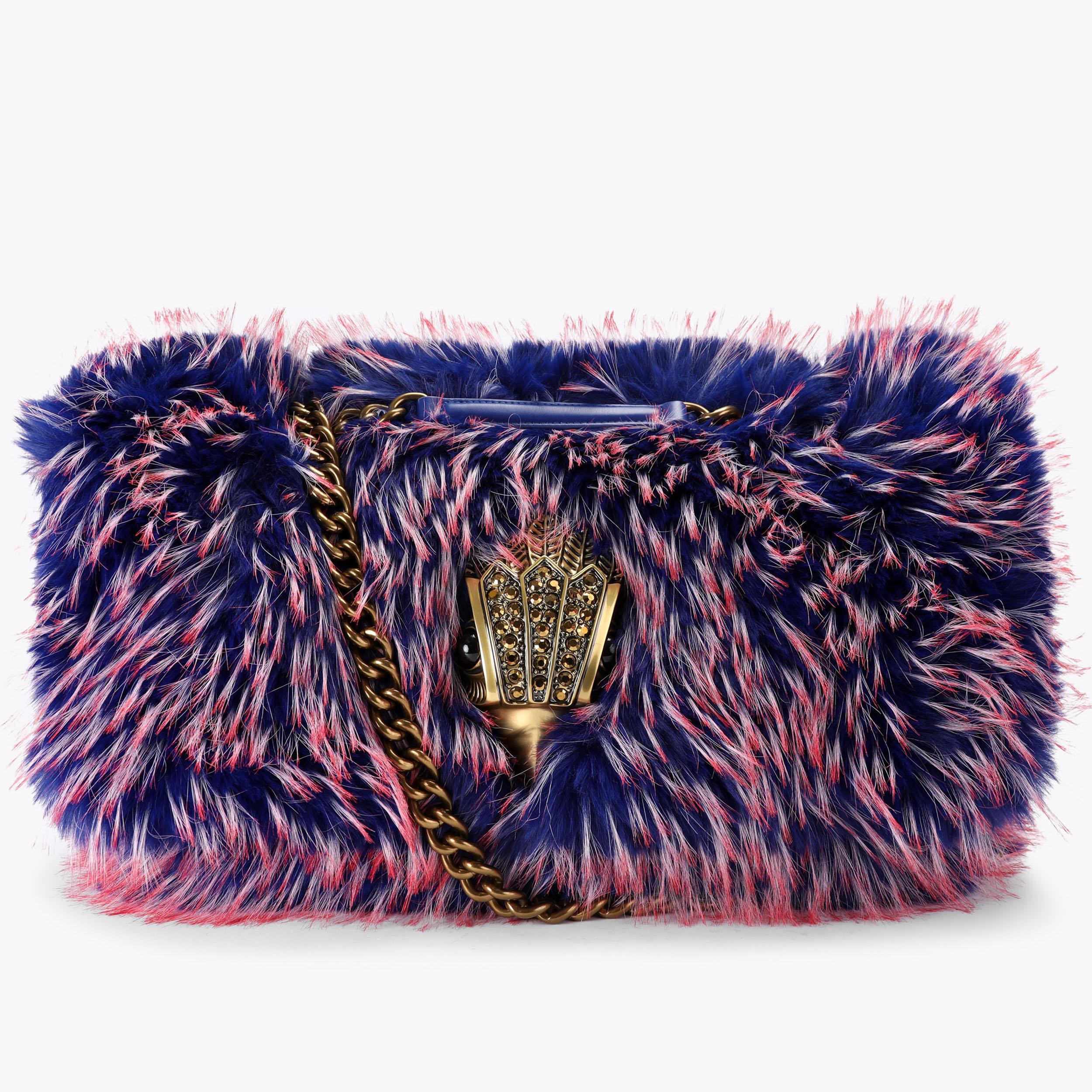 MACRO KENSINGTON F FUR Red Blue Faux Fur Shoulder Bag by Kurt