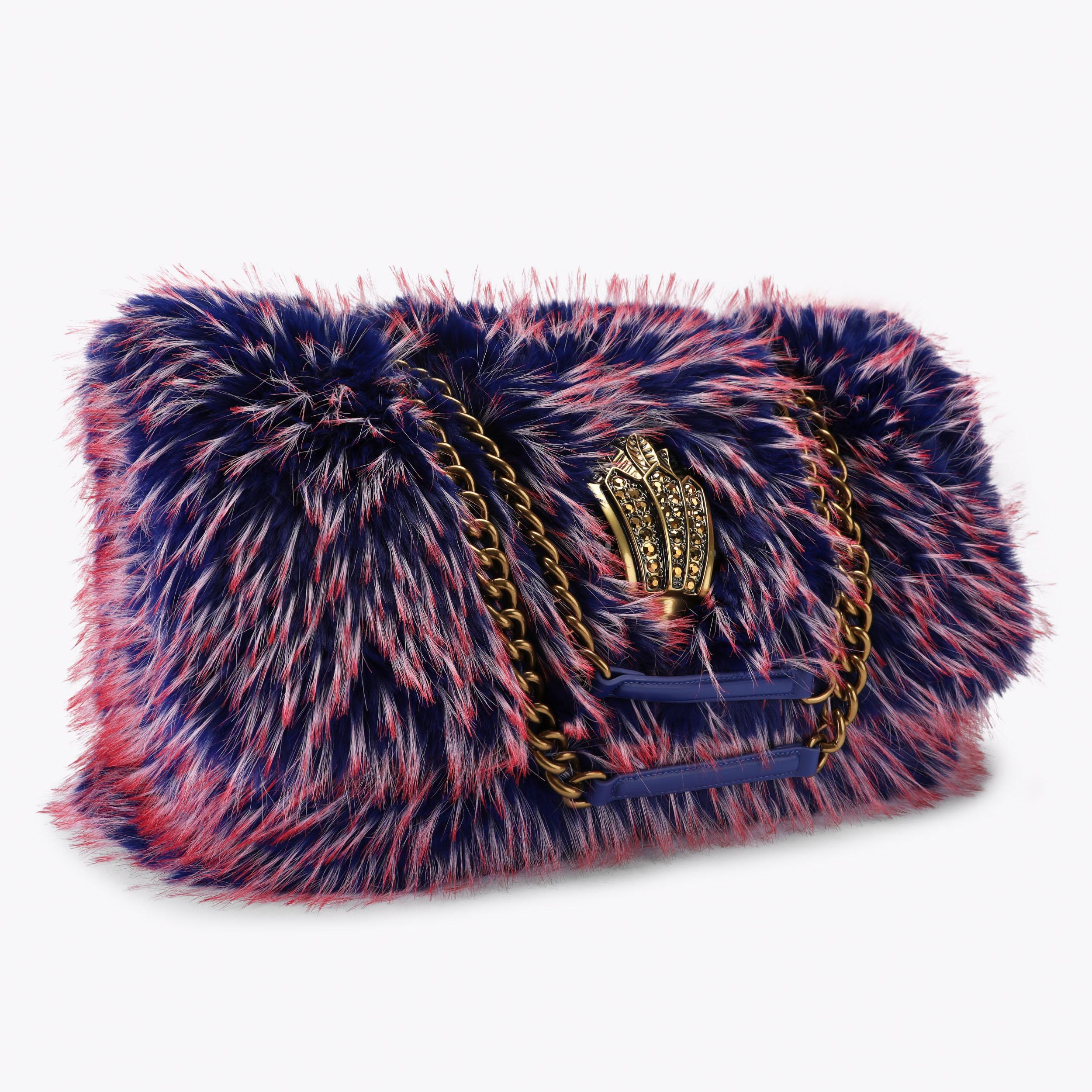 MACRO KENSINGTON F FUR Red Blue Faux Fur Shoulder Bag by Kurt