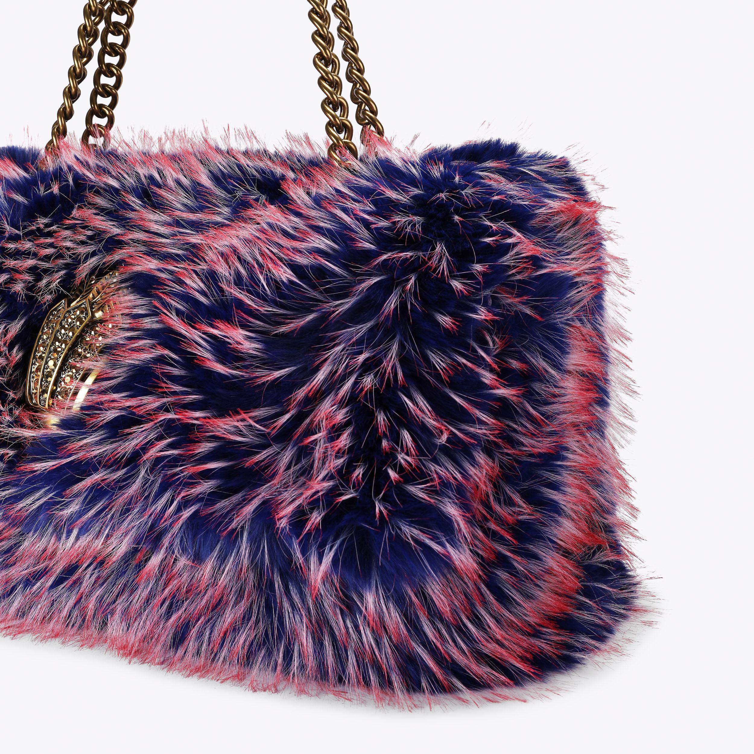 MACRO KENSINGTON F FUR Red Blue Faux Fur Shoulder Bag by Kurt