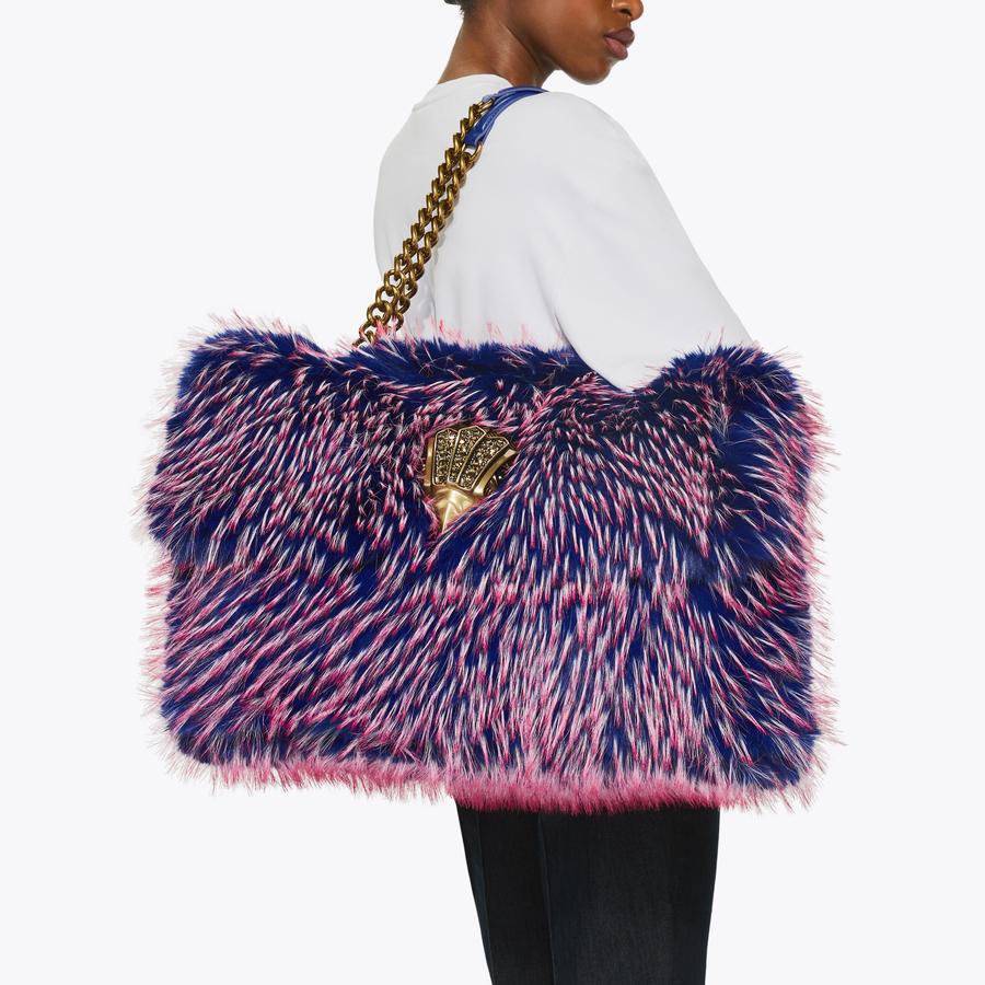 MACRO KENSINGTON F FUR Red Blue Faux Fur Shoulder Bag by Kurt