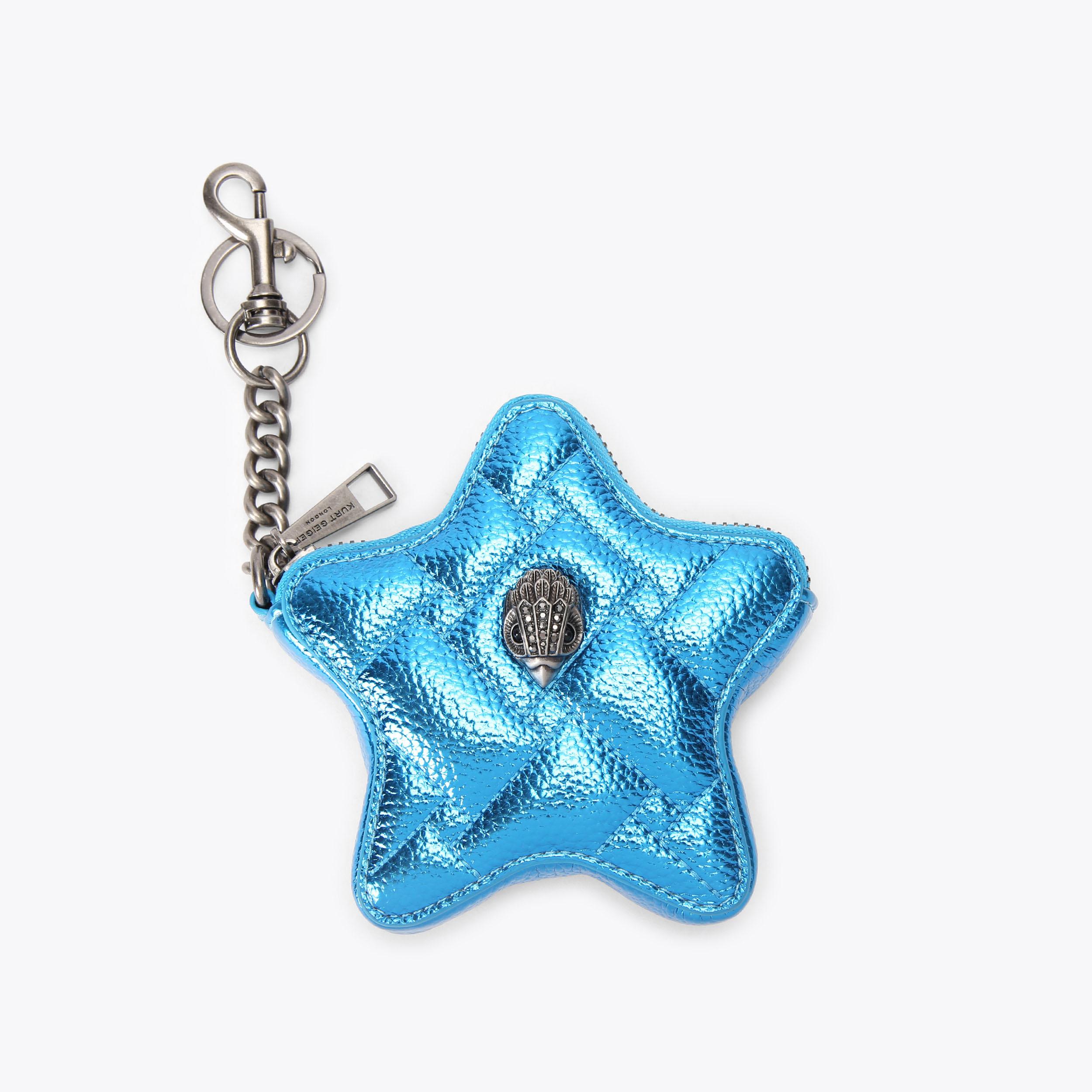 KENSINGTON STAR CHARM Blue Pebble Grain Star Keyring by KURT