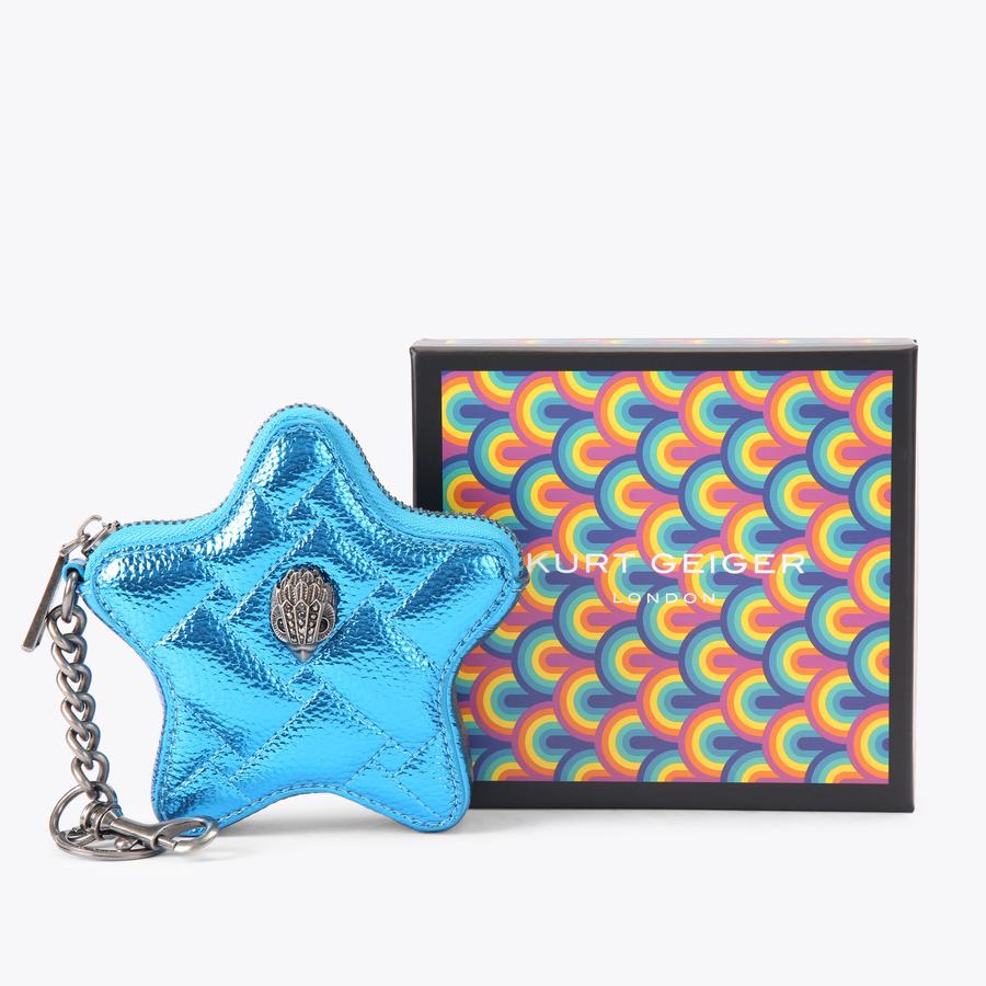 KENSINGTON STAR CHARM Blue Pebble Grain Star Keyring by KURT