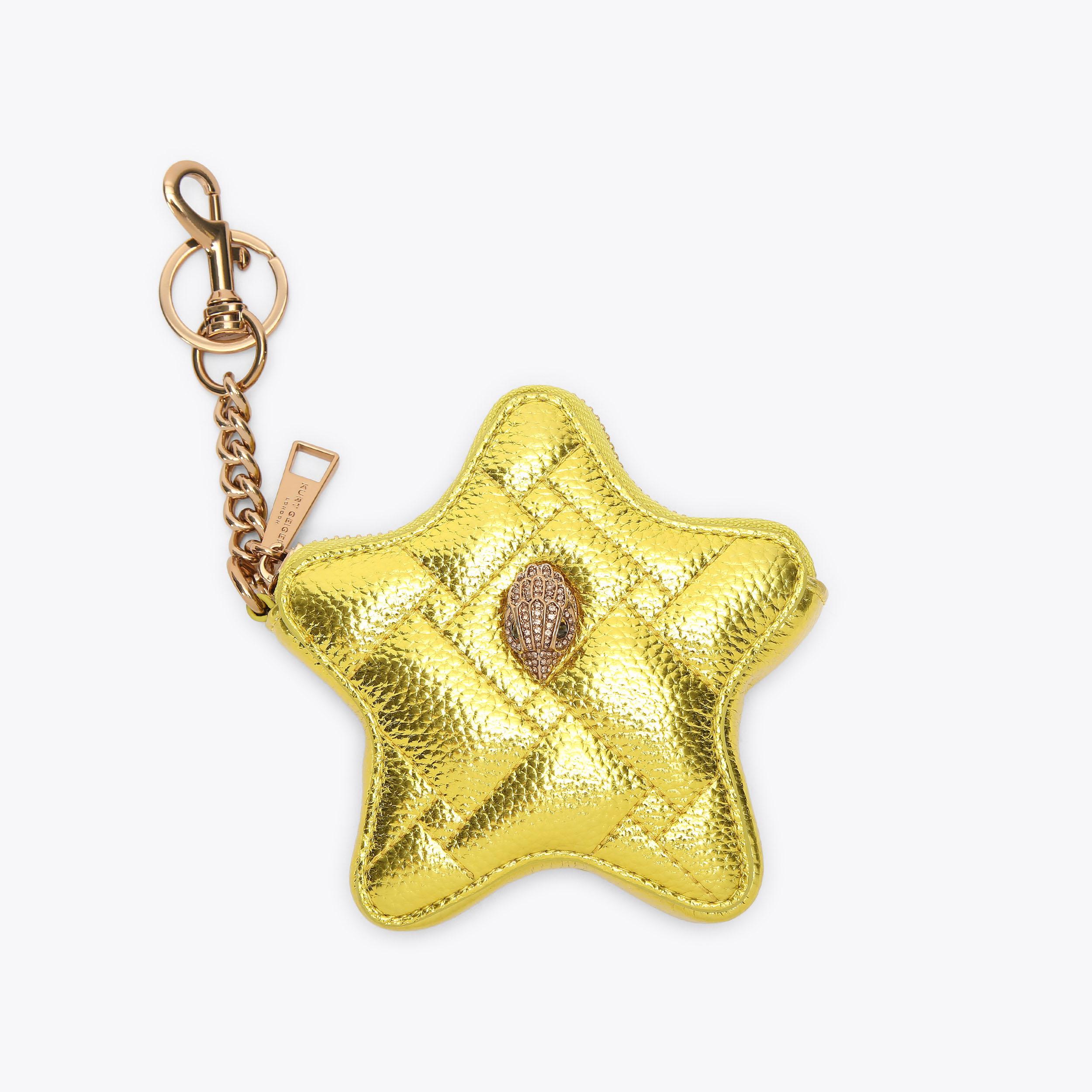 KENSINGTON STAR CHARM Metallic Yellow Bag Charm by KURT GEIGER LONDON