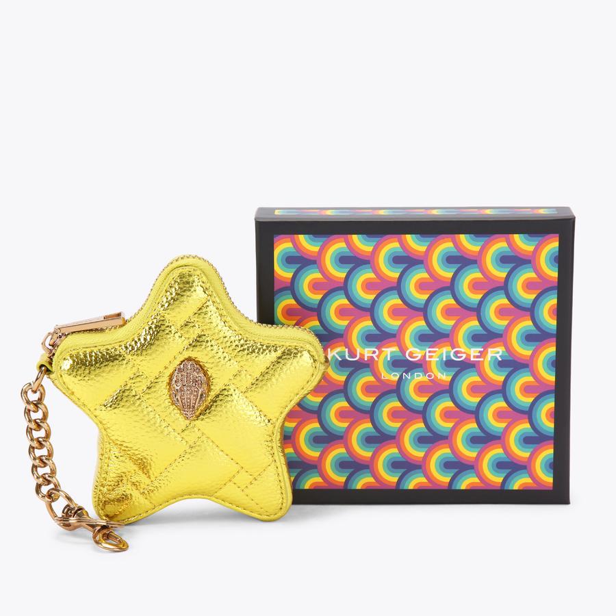 KENSINGTON STAR CHARM Metallic Yellow Bag Charm by KURT GEIGER LONDON