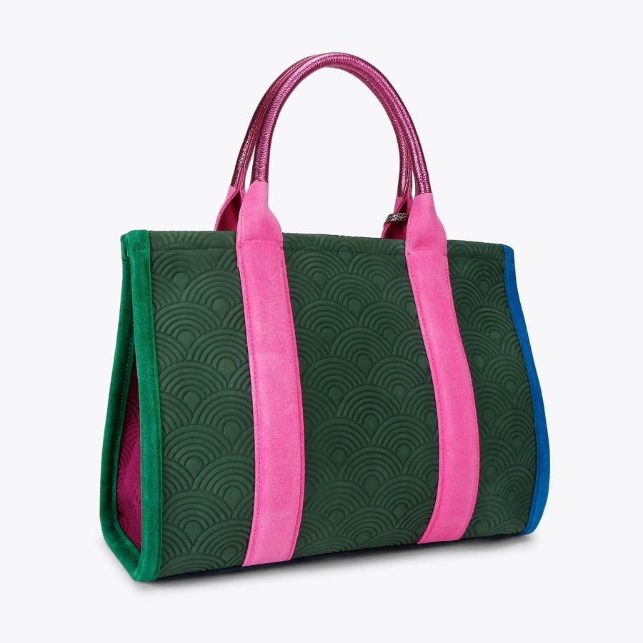 SOUTHBANK TOTE Green Embossed Suede Tote Purse by KURT GEIGER LONDON