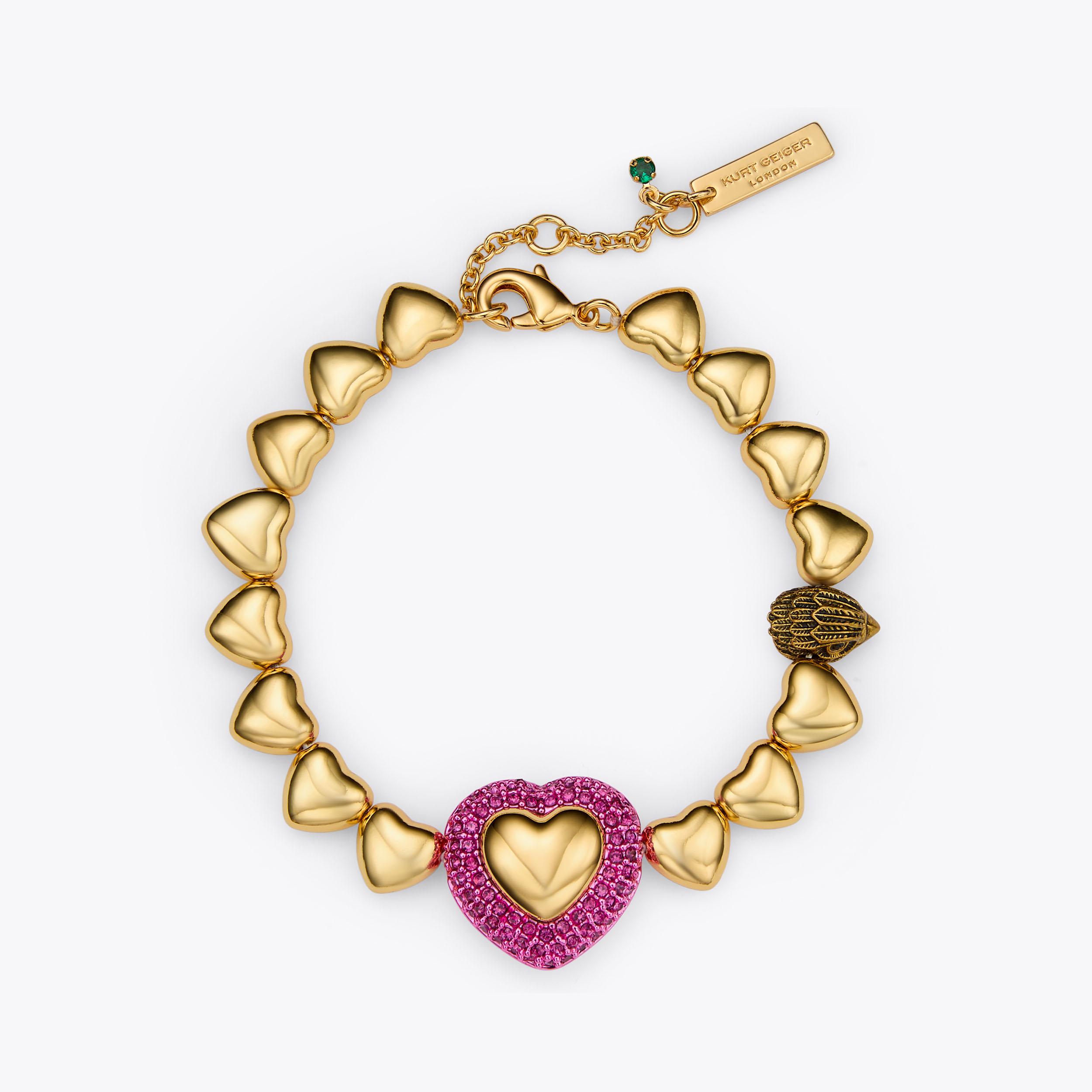Beaded Heart Bracelet Gold | Kurt Geiger display picture 3
