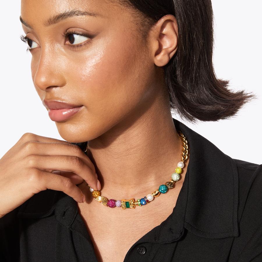 PAVE CHARM NECKLACE Crystal Charm Necklace by KURT GEIGER LONDON