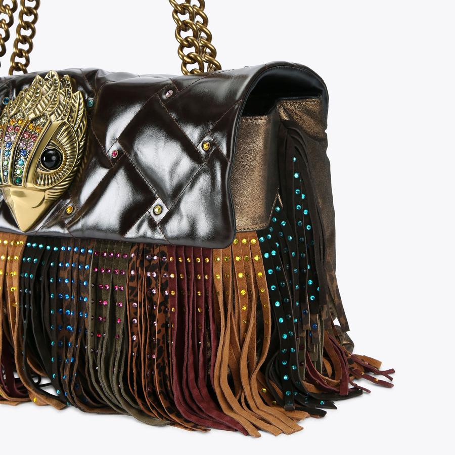 MACRO KENSINGTON FRINGE Fringe Brown Shoulder Bag by KURT GEIGER